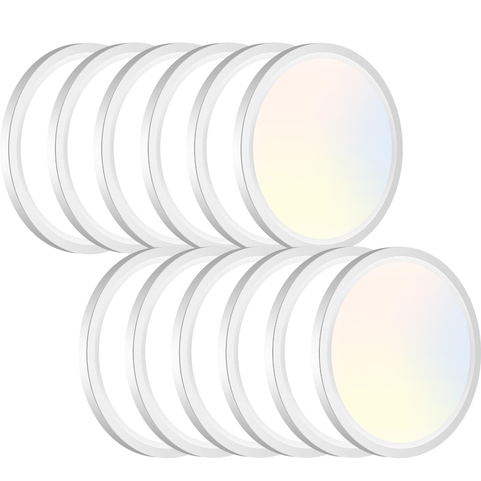 12PACK LED Flush Mount Ceiling Light Fixture, 3000K-4000K-6500K & 100W Equivalent Modern Kitchen Recessed Ceiling Lamp 15W 1500L