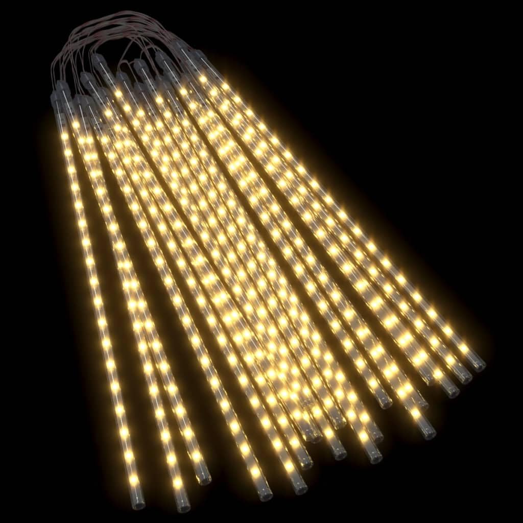 vidaXL Meteor Rain Light Set with 720 LEDs, Indoor/Outdoor Decoration, 2ft Tubes, Warm White, Energy-Efficient LEDs, Water-Resis