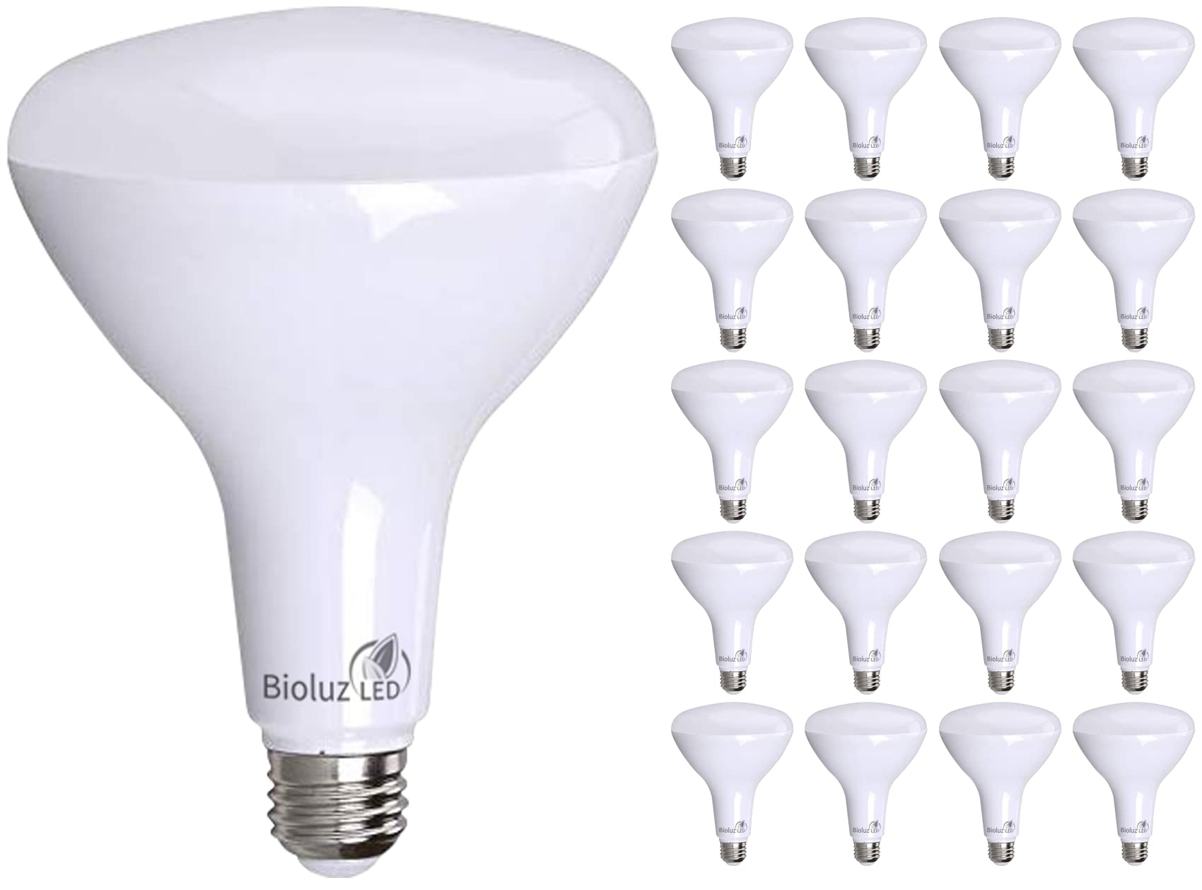 Bioluz LED BR40 Bulbs 16W (120W Replacement) 5000K Daylight 1400 Lumen Smooth Dimmable 20 Pack