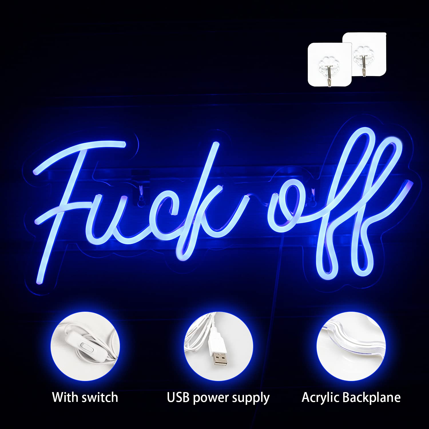 LUCUNSTAR Neon Sign for Wall Decor, Blue LED Light, Acrylic, NS-DC-word model, USB/Switch Operated, Ideal for Bedroom and Party Decor