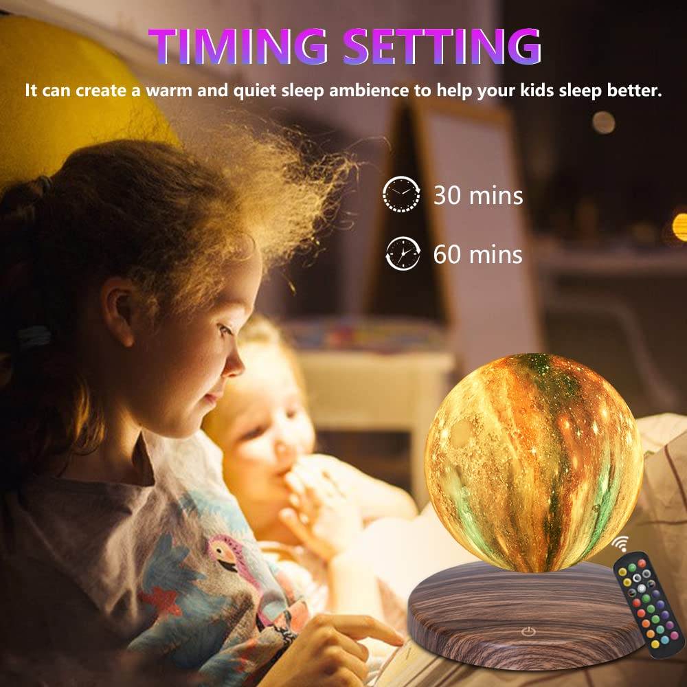 GROPINFLY Levitating Moon Lamp, 18 Colors Galaxy Lamp with Touch Remote Control, Floating and Spinning in Air Freely, for Room O