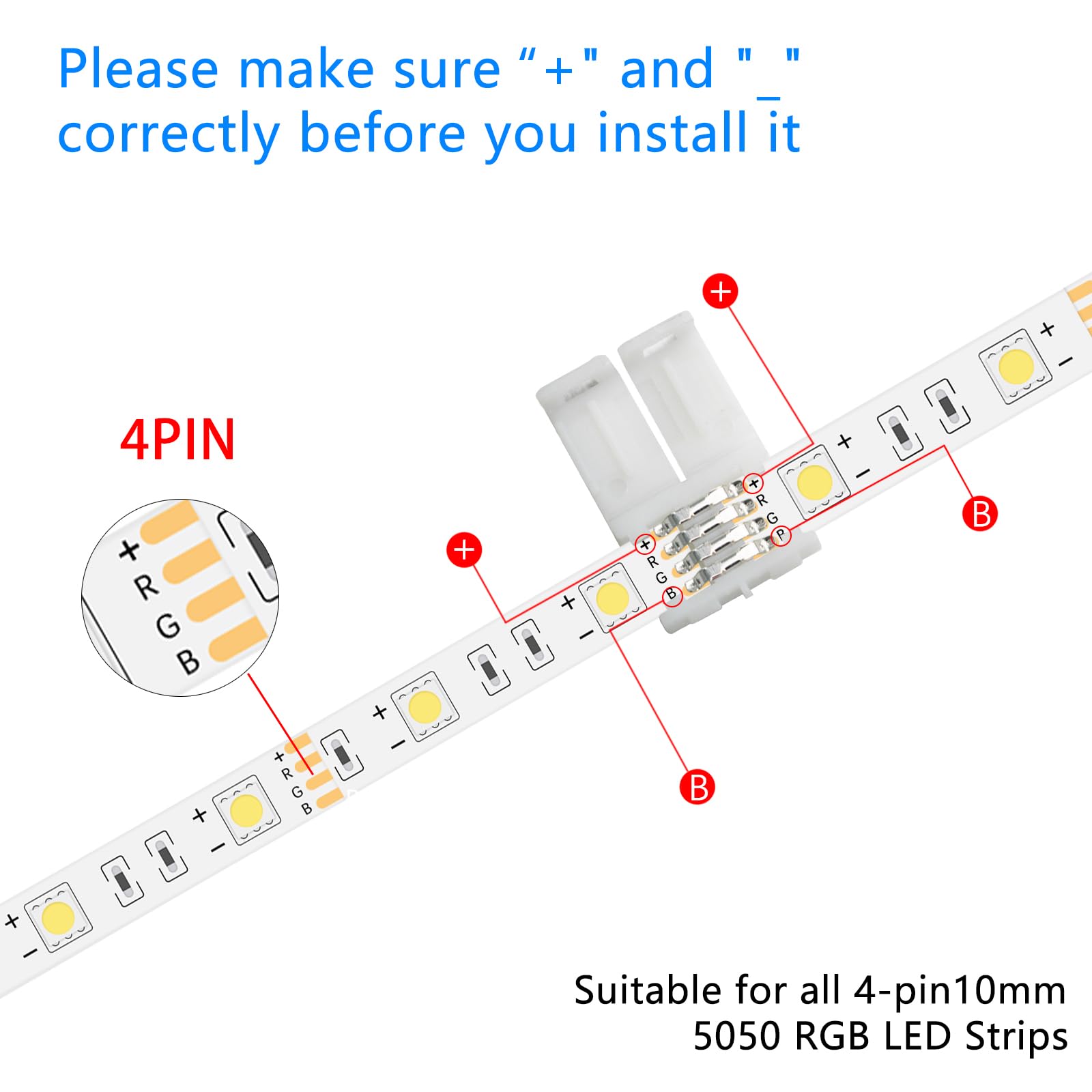 10Pack T-Shaped 4-Pin 10Mm Led Strip Lights Connectors - Solderless, Extendable Terminal Adapters For Smd 5050 & 3528 Rgb Led St
