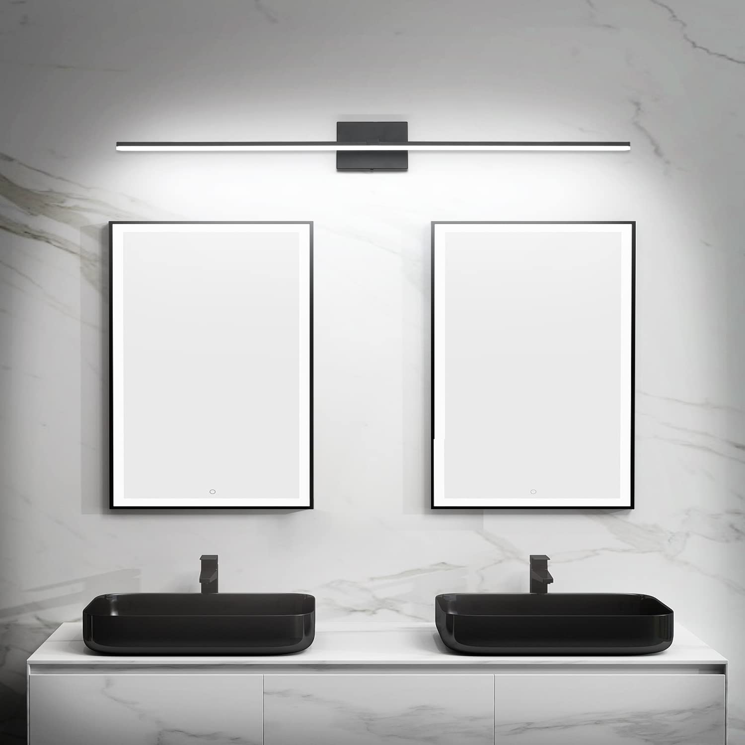 Zuzito 48" Dimmable Black Bathroom Light Fixture Over Mirror, Modern Wall Mount Vanity Lighting