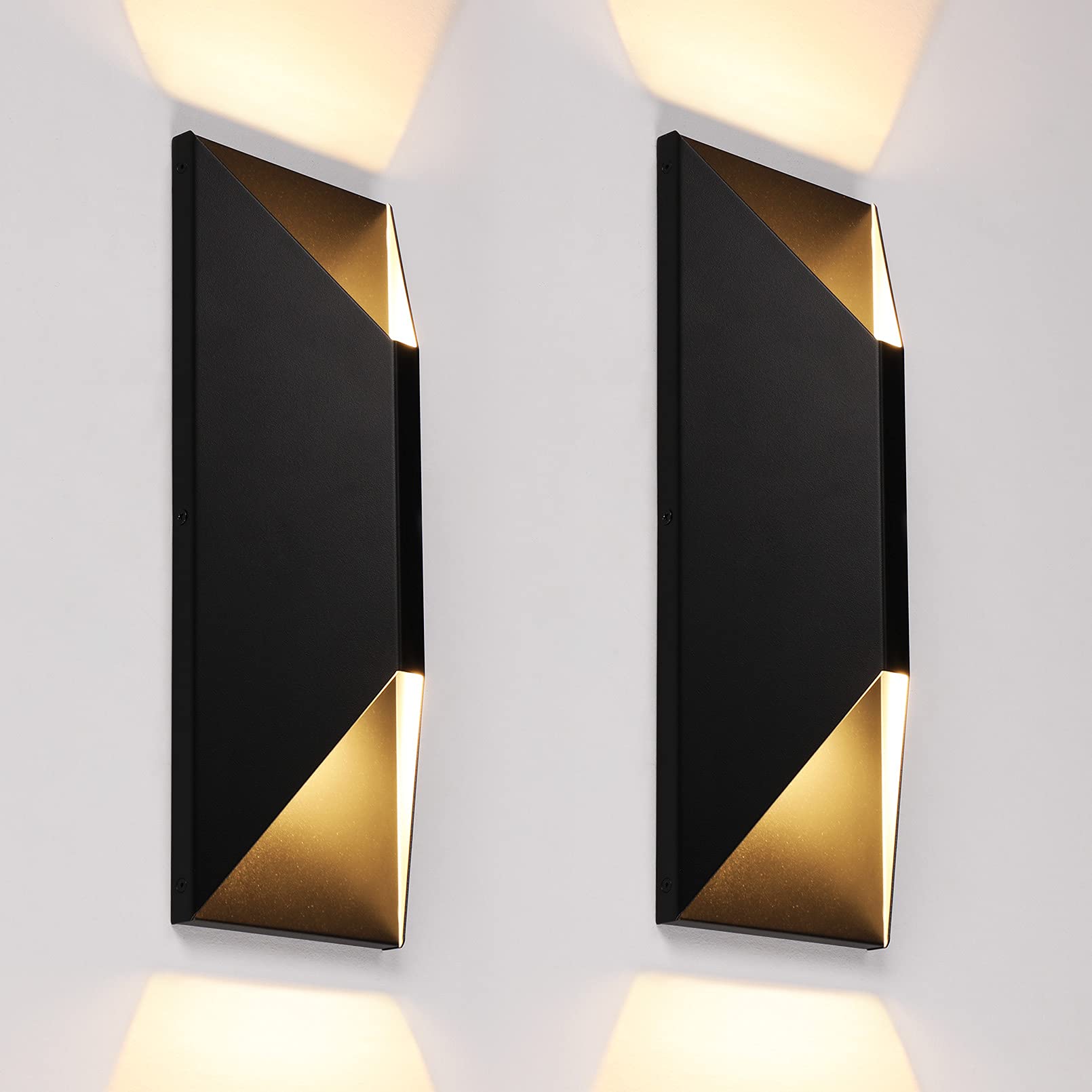 LEONLITE Dimmable LED Up Down Wall Light, Black, 14 Inch, IP65 Waterproof, CRI 90+, 1600LM, 2 Pack, Model 79519