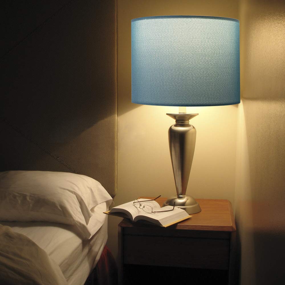 Wellmet Fabric Drum Lampshade, 13X13X10, Blue, Assembly Required, Spider Fitter, Model Ds-Tls