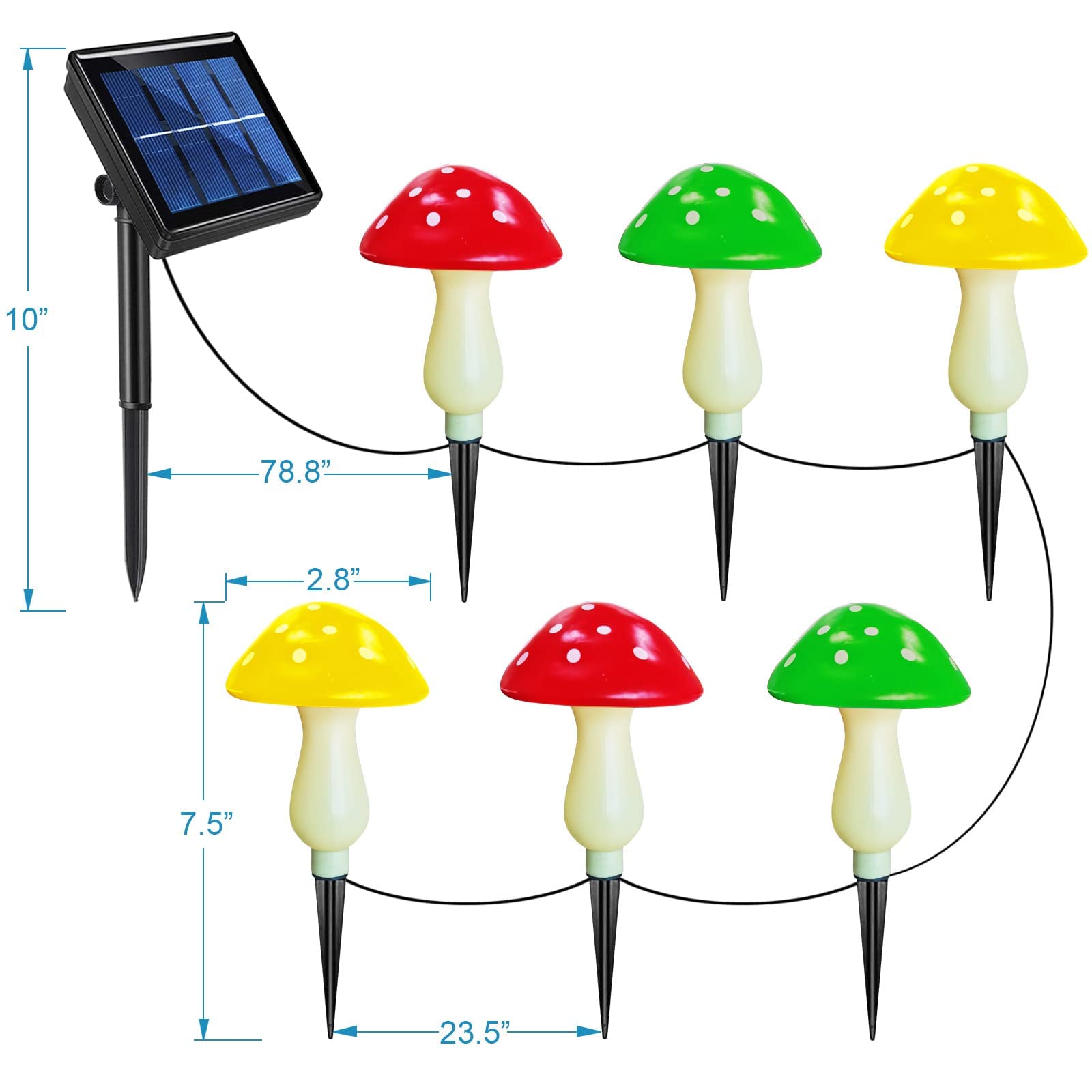 Abkshine Upgraded Outdoor Solar Garden Mushroom Lights(6 Mushrooms Lamps), 8 Modes Outside Waterproof Solar Powered Christmas Li