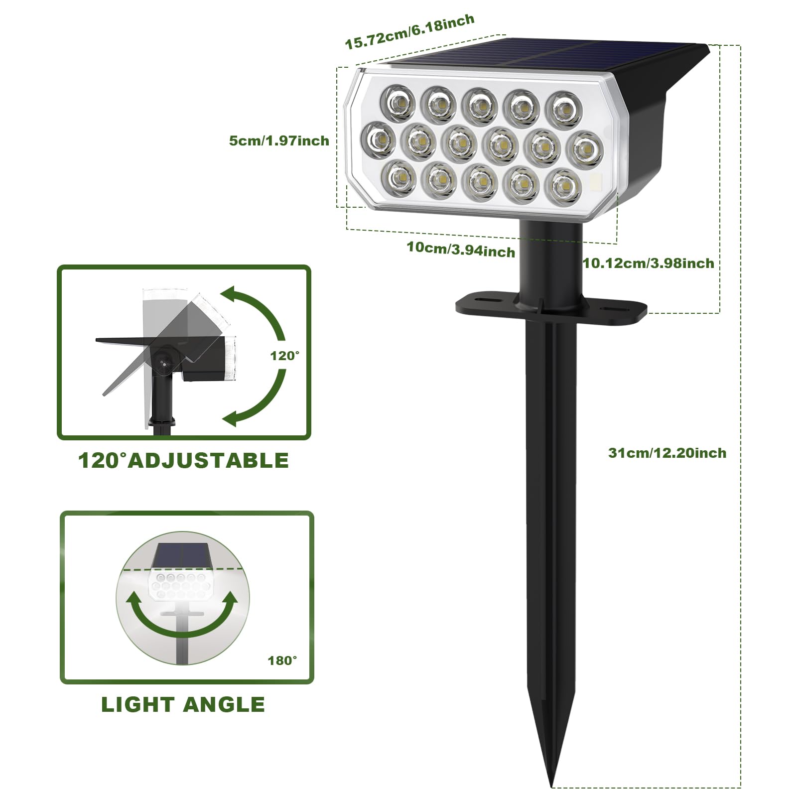 Aidroit Solar Spot Lights Outdoor Waterproof Ip65  3 Lighting Modes Solar Outdoor Lights For Garden Yard Outside Landscape  4 Pack