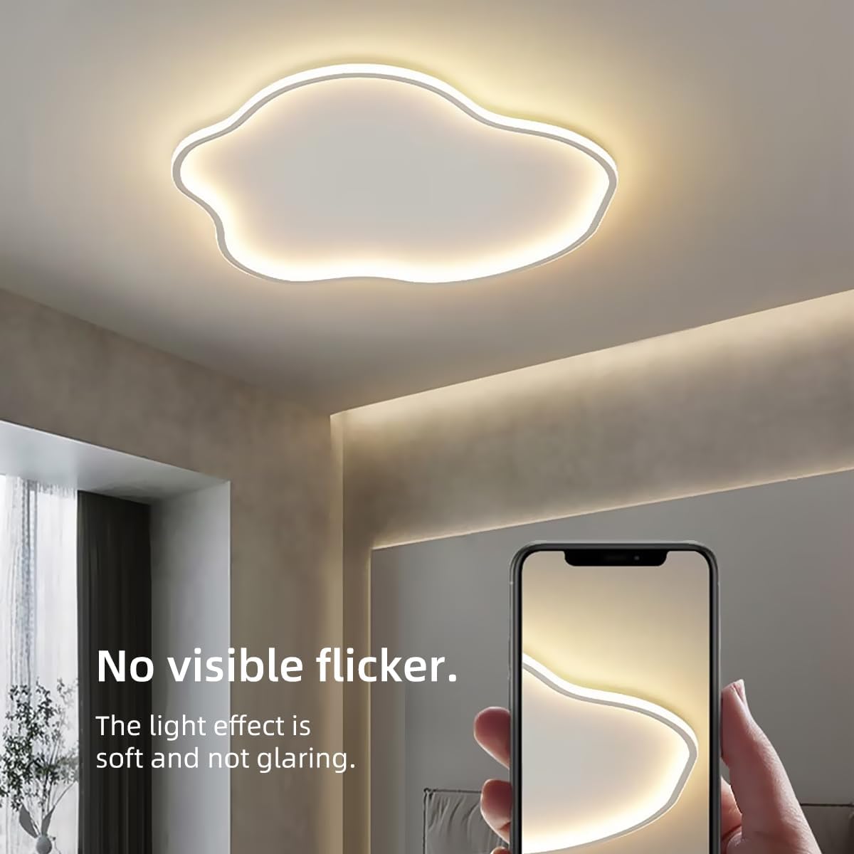 AOMEI Full Spectrum LED Flush Mount Ceiling Light,Ultra-Thin Acrylic Square LED Light with Remote 3000-6000K Brightness Adjustab