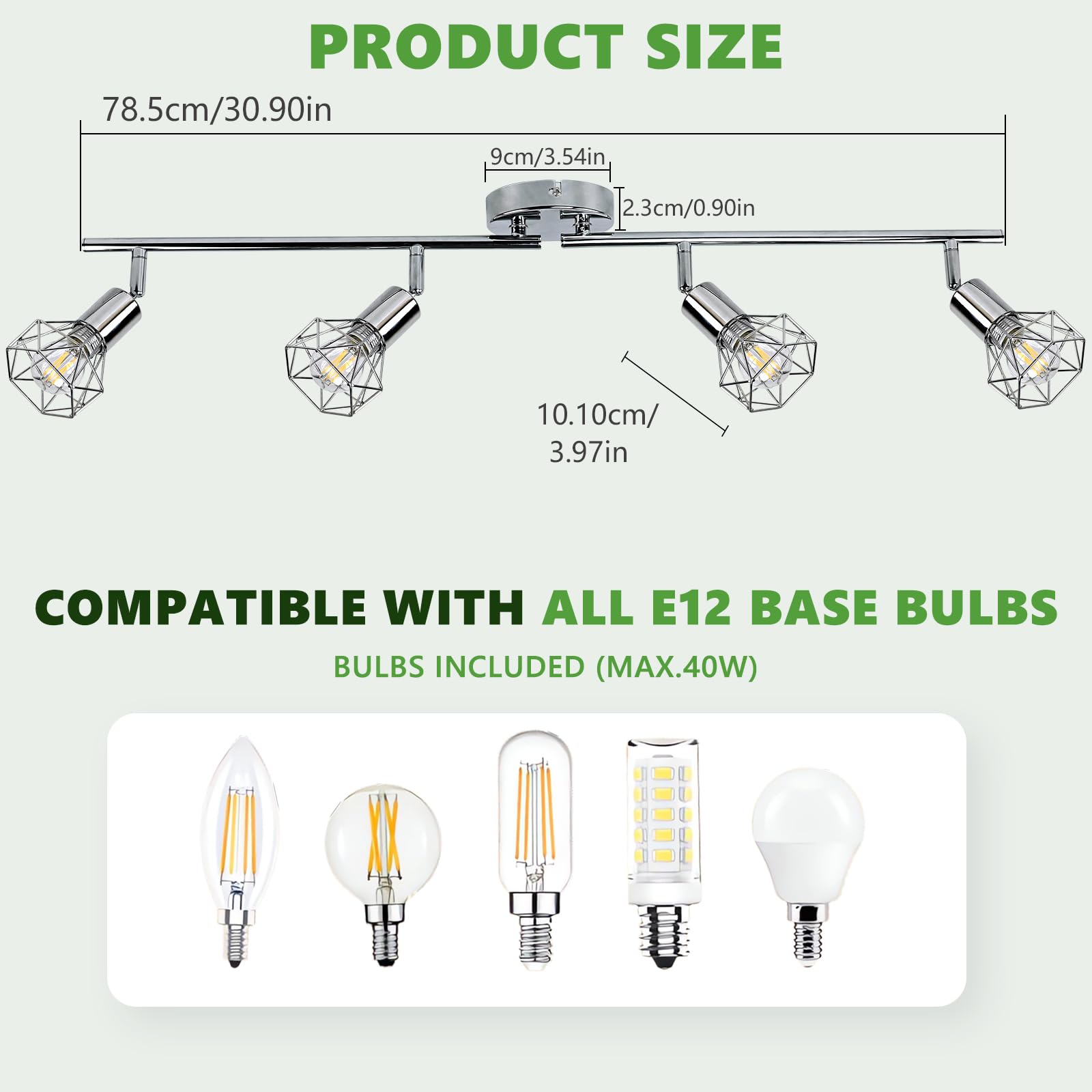 DLLT 4-Light Track Lighting Fixtures-Flexibly Rotatable Spotlight Ceiling, Modern Flush Mount Wall Lights with Glass Shade for K