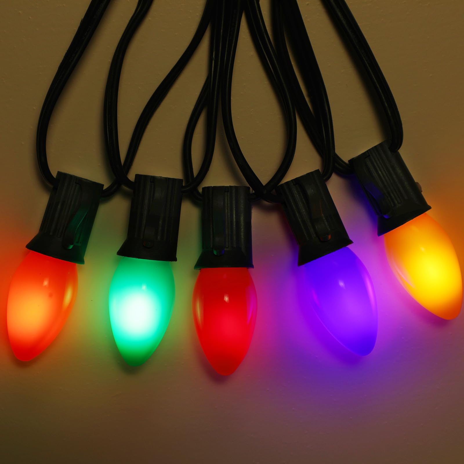25 Pack C7 Multicolor Led Christmas Light Bulbs  Replacement Light Bulbs For Christmas String Lights  E12 Candelabra Base  Commercial Grade Holiday Bulbs For Outdoor Indoor Decor Lighting