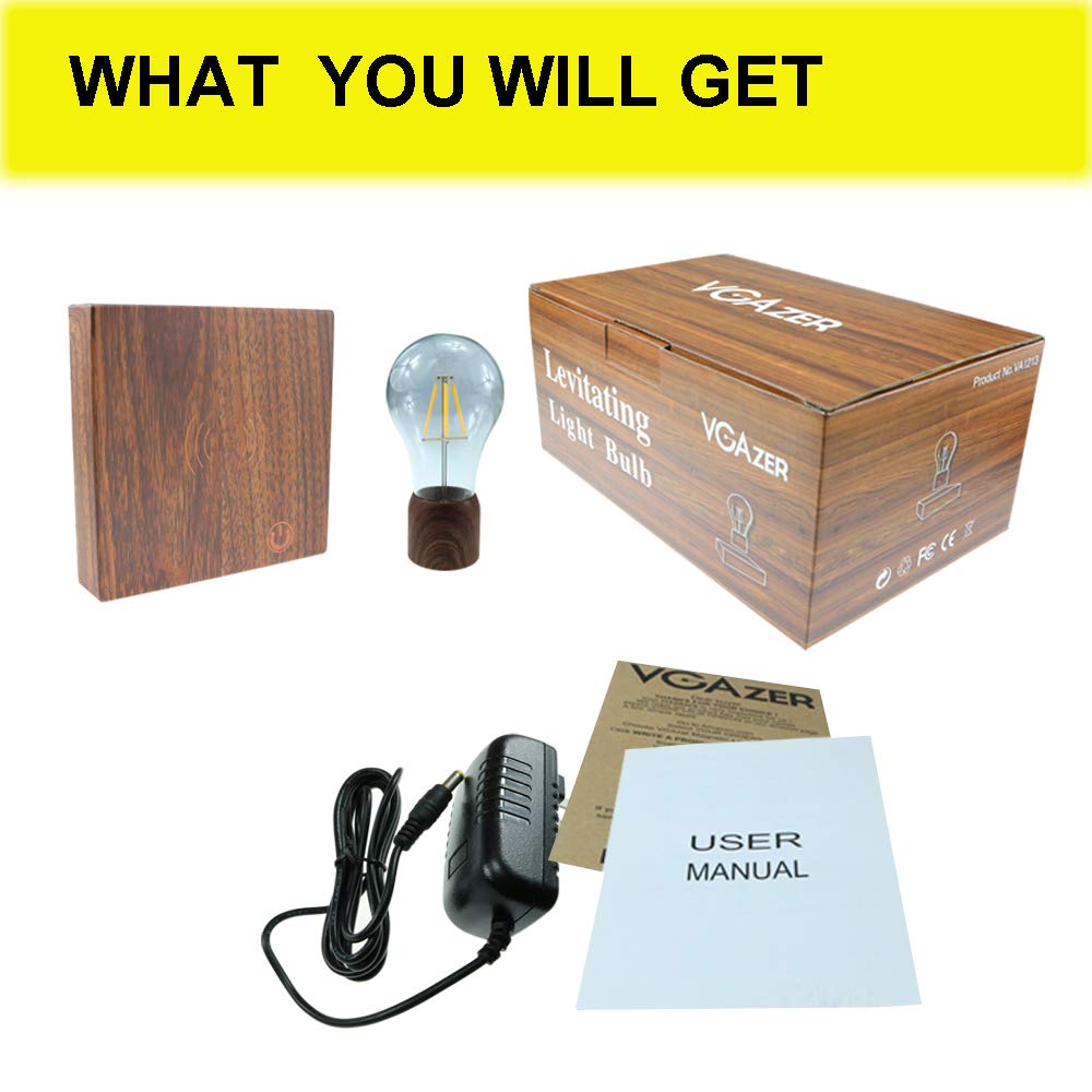 Vgazer Magnetic Levitating Floating Led Light Bulb Desk Lamp For Unique Gifts, Room Decor, Night Light, Home Office Decor Desk T