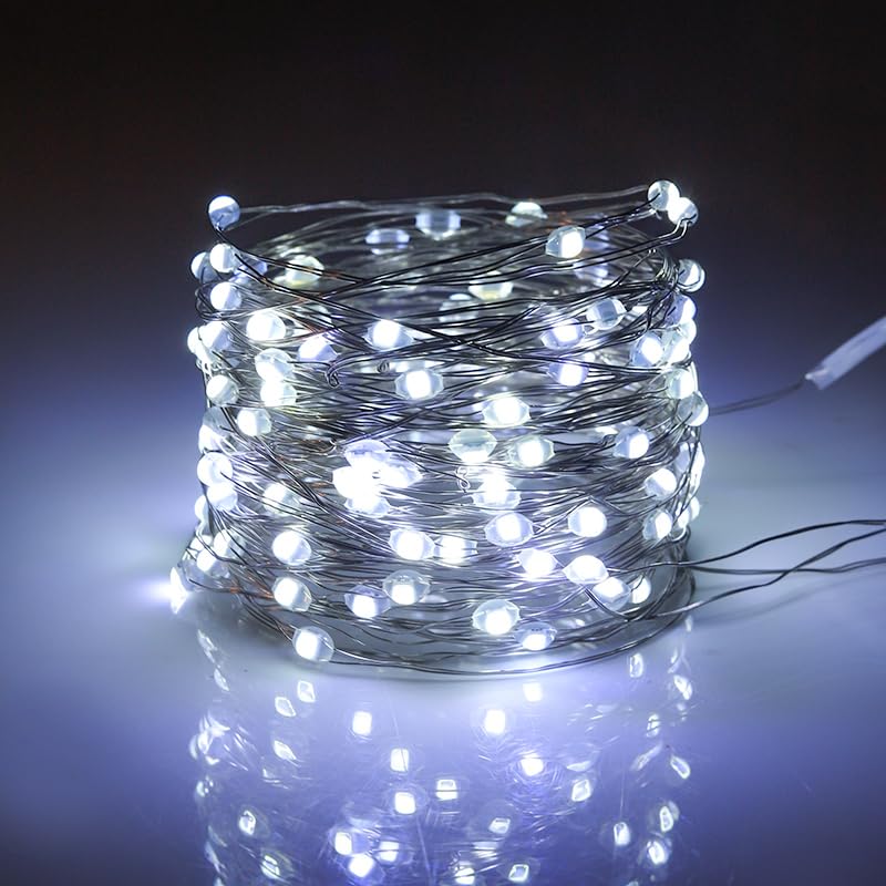 Mandiq 4 Pack Fairy Lights Battery Operated, String Lights 10ft 30 LEDs, Flashing and Constant Light Mode, Silver Wire Mini Ligh