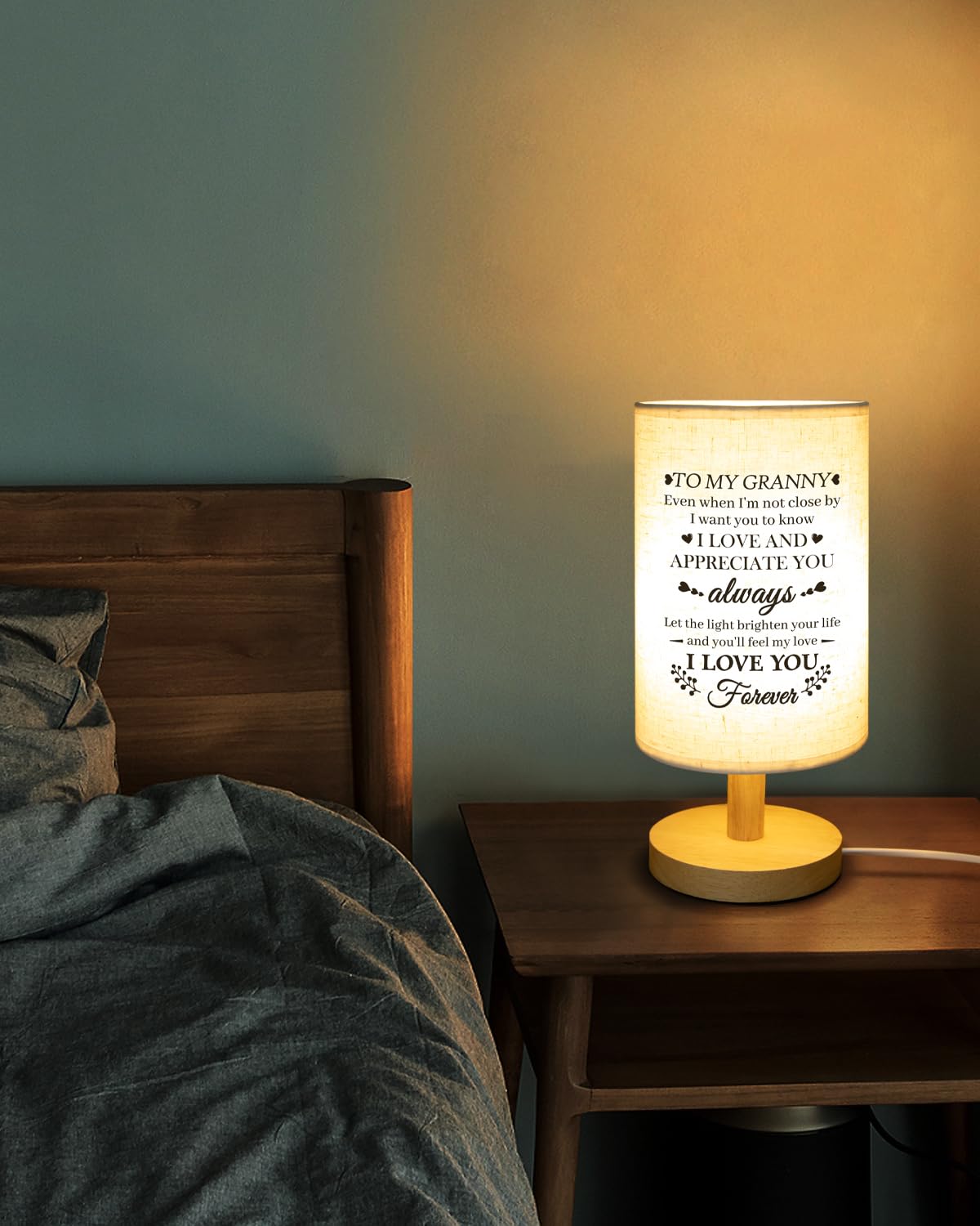 Calibron Gifts For Granny From Grandkids, Granny Birthday Gifts Fabric Lamp, Birthday Gifts For Granny Table Lamp With Wooden St