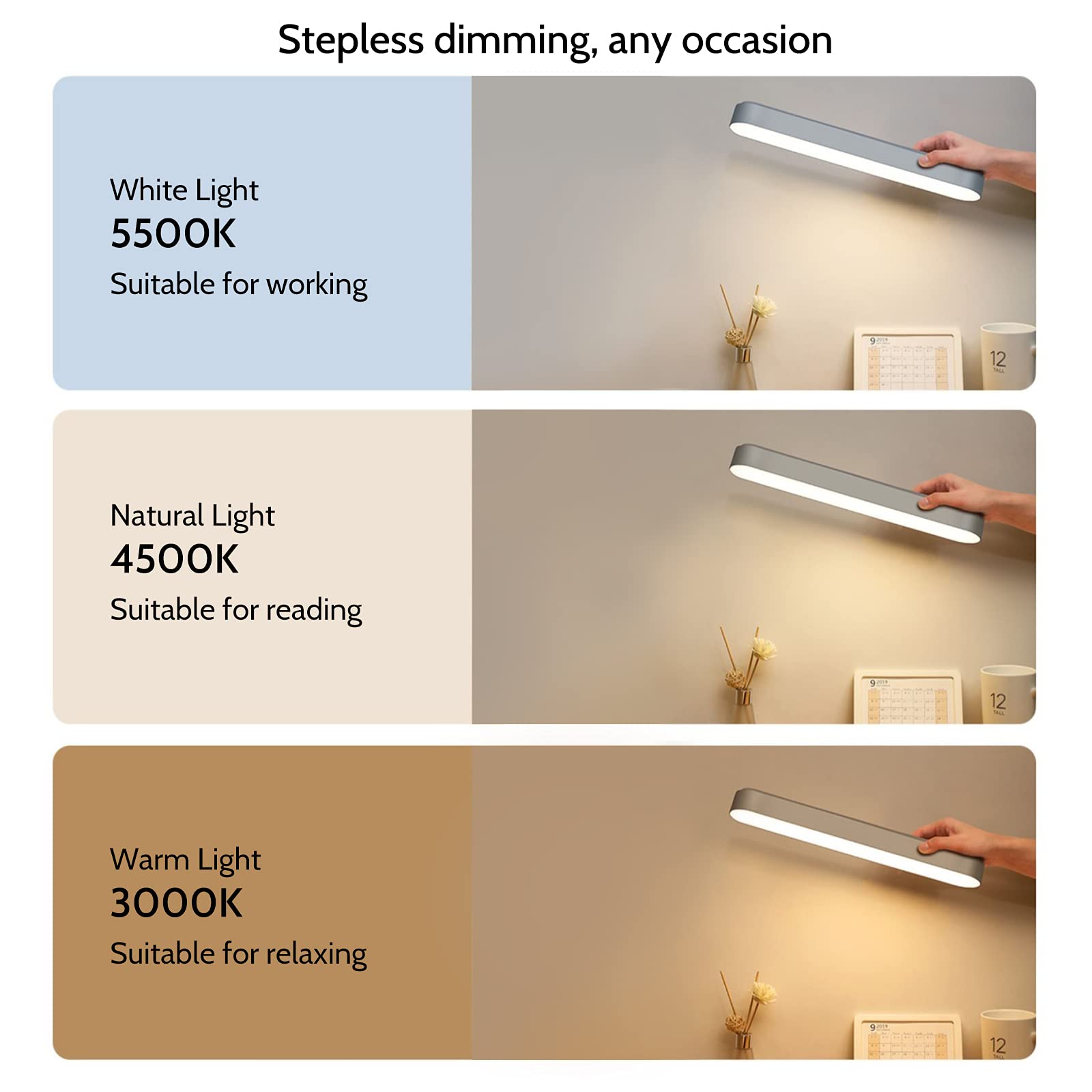 AKSDA Dimmable LED Closet Light Bar, Magnetic & Rechargeable, Short White Model N106 for Kitchen, Cabinet, Stairs, Hallway