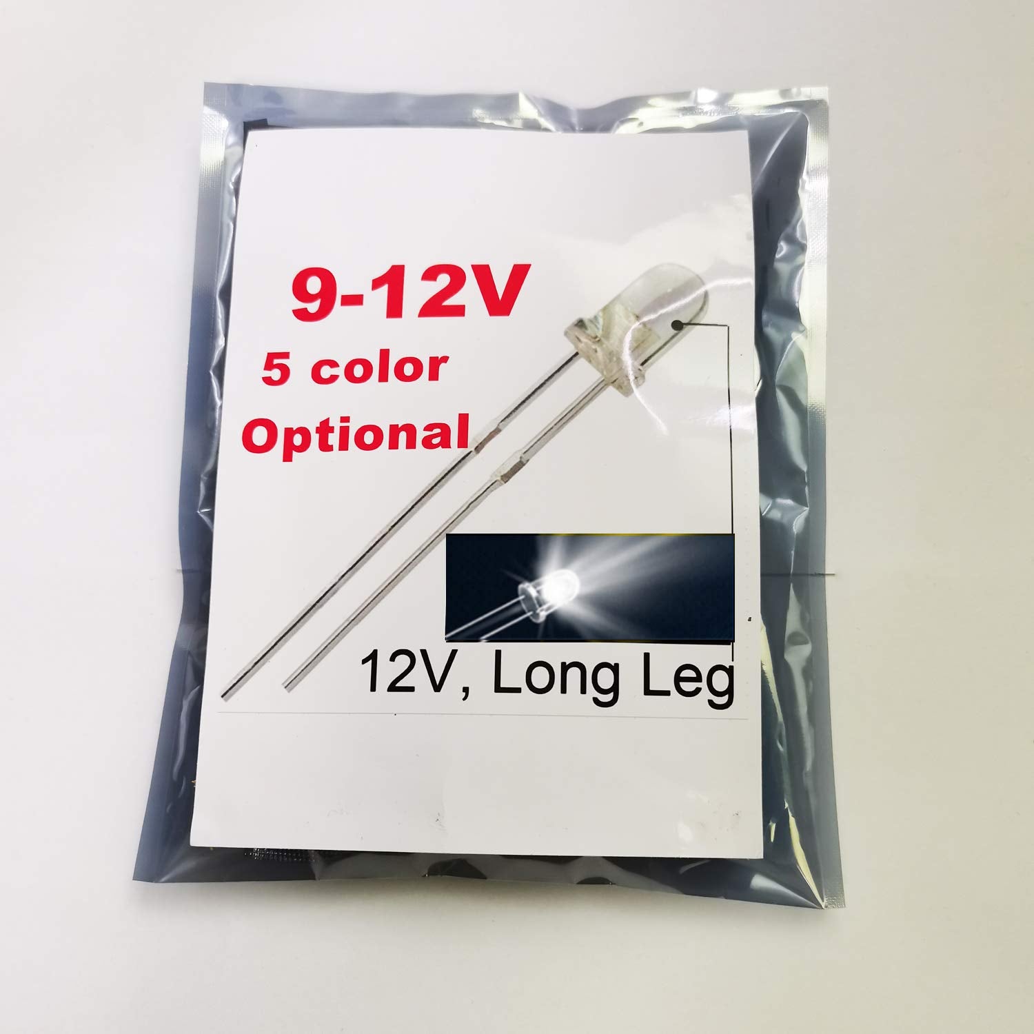 Bowerful 50pcs 12V 3mm White LED Light Emitting Diodes - Plastic, 0.06W, Various Colors Available