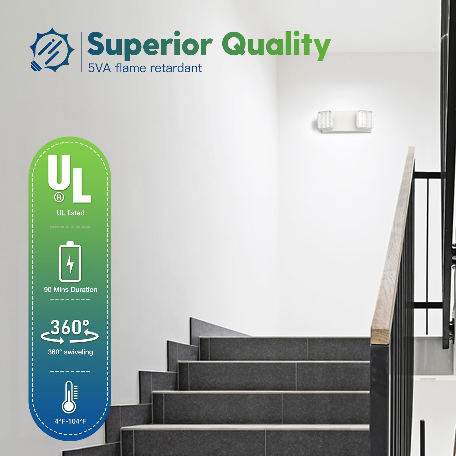 Freelicht 12 Pack Led Emergency Lights For Business, With Battery Backup, Two Head Adjustable Led Emergency Square Lighting, Ul 924 Certified,Ac 120-277V