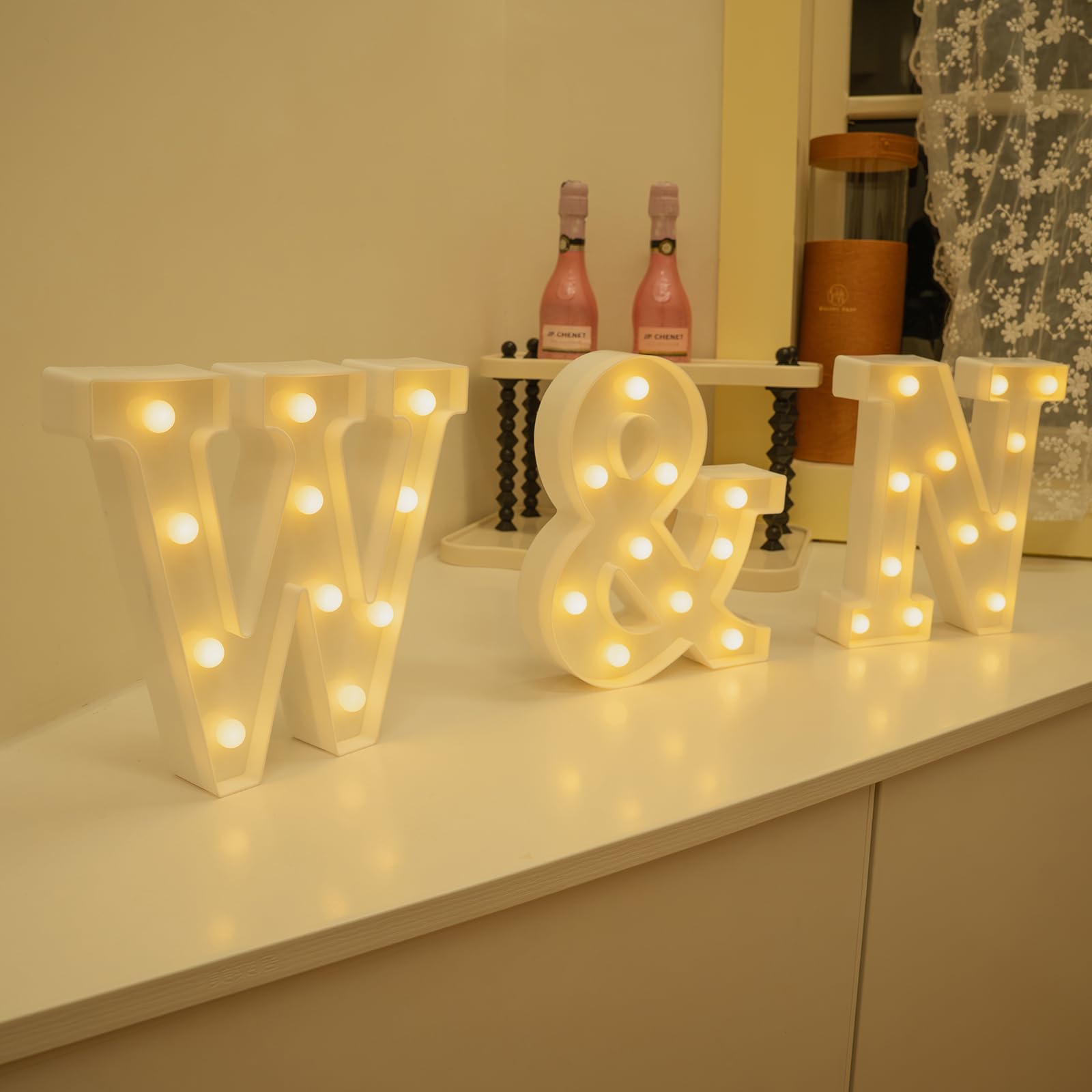 Foaky Rechargeable LED Letter Lights Sign for Weddings and Parties, Warm Plastic, Model: Recharge-ABS, Size: W