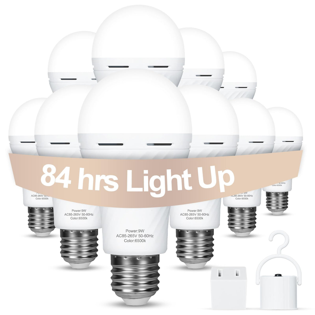 10 Packs Rechargeable Light Bulbs,Emergency Light Bulbs Socket Self-Charging, 6500K Battery Powered Light Bulb For Lamps And Wal
