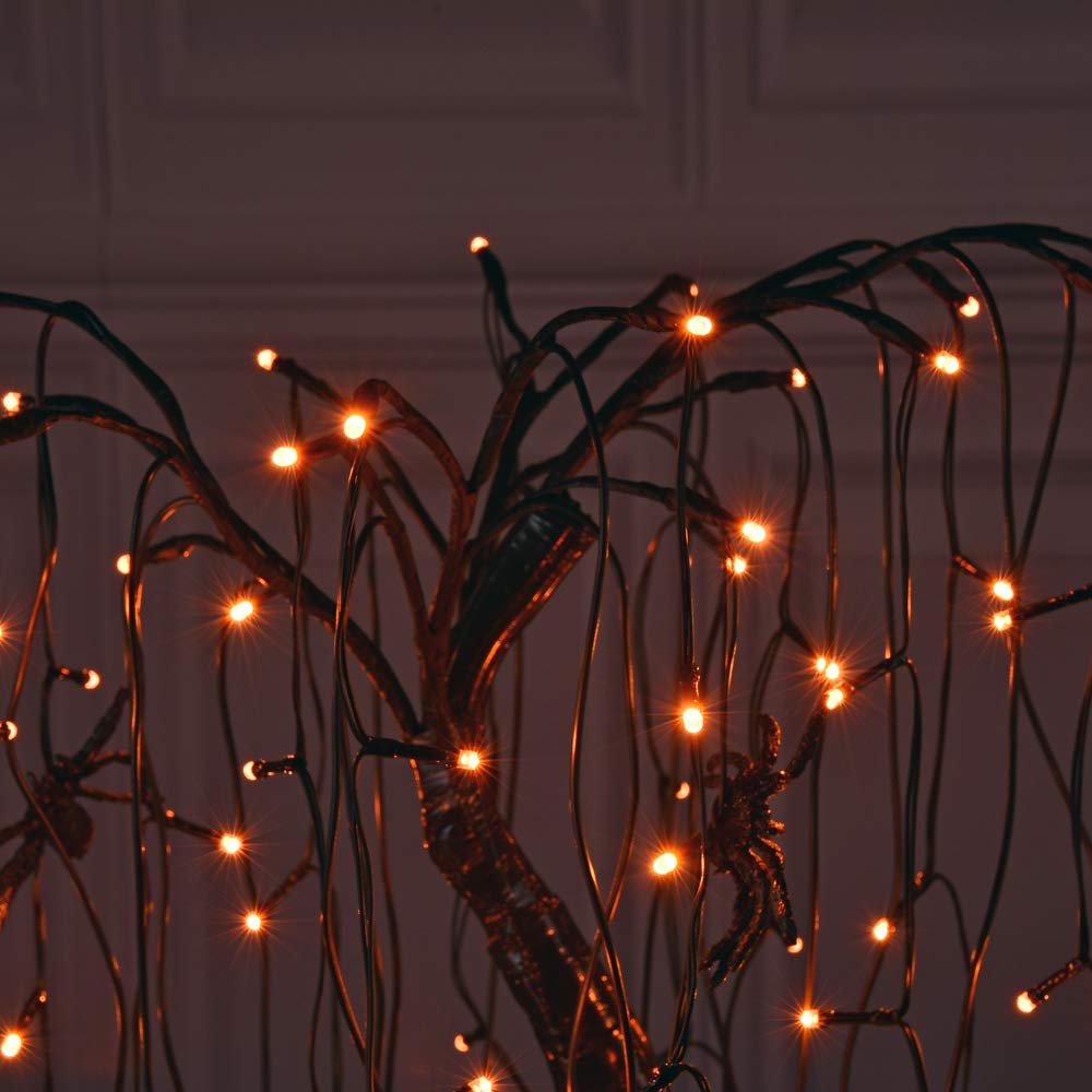 Lightshare 24-Inch Halloween Willow Tree Led Spooky Bonsai Night Light 80 Led Lights  Battery Powered Or Dc Adapter(Included) (Orange)