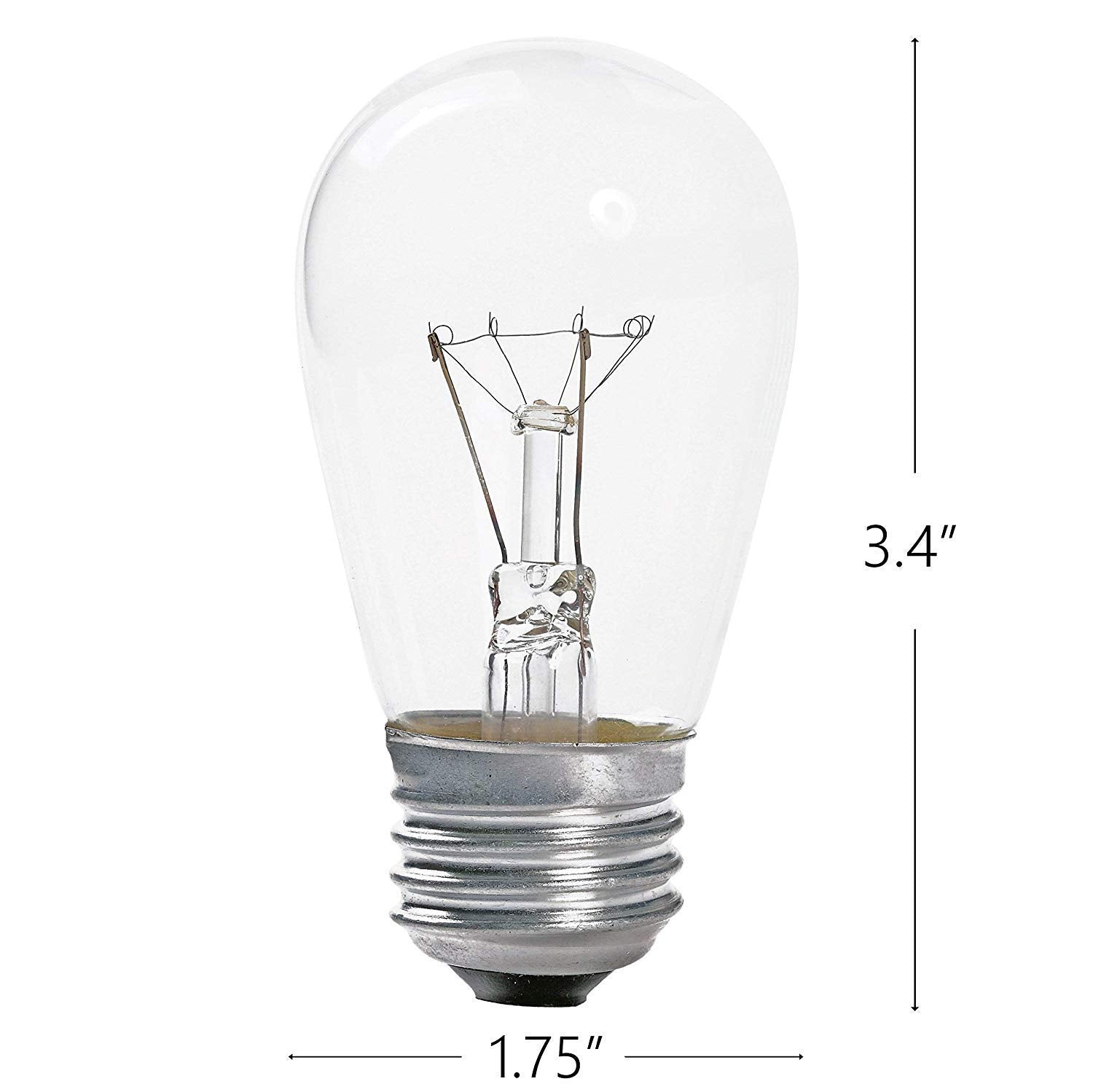 Bulbrite 25 Pack S14 Clear Indicator Lightbulb 11 Watt 130 Volt 2500 Hour