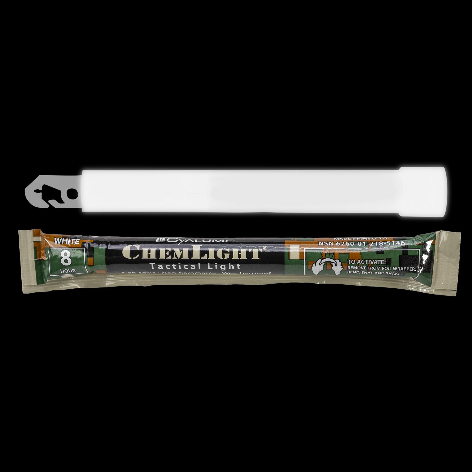 Cyalume 6” Military Grade White Glow Sticks - 10 Pack Emergency Chem Lights, Premium Bright, 8 Hour Duration
