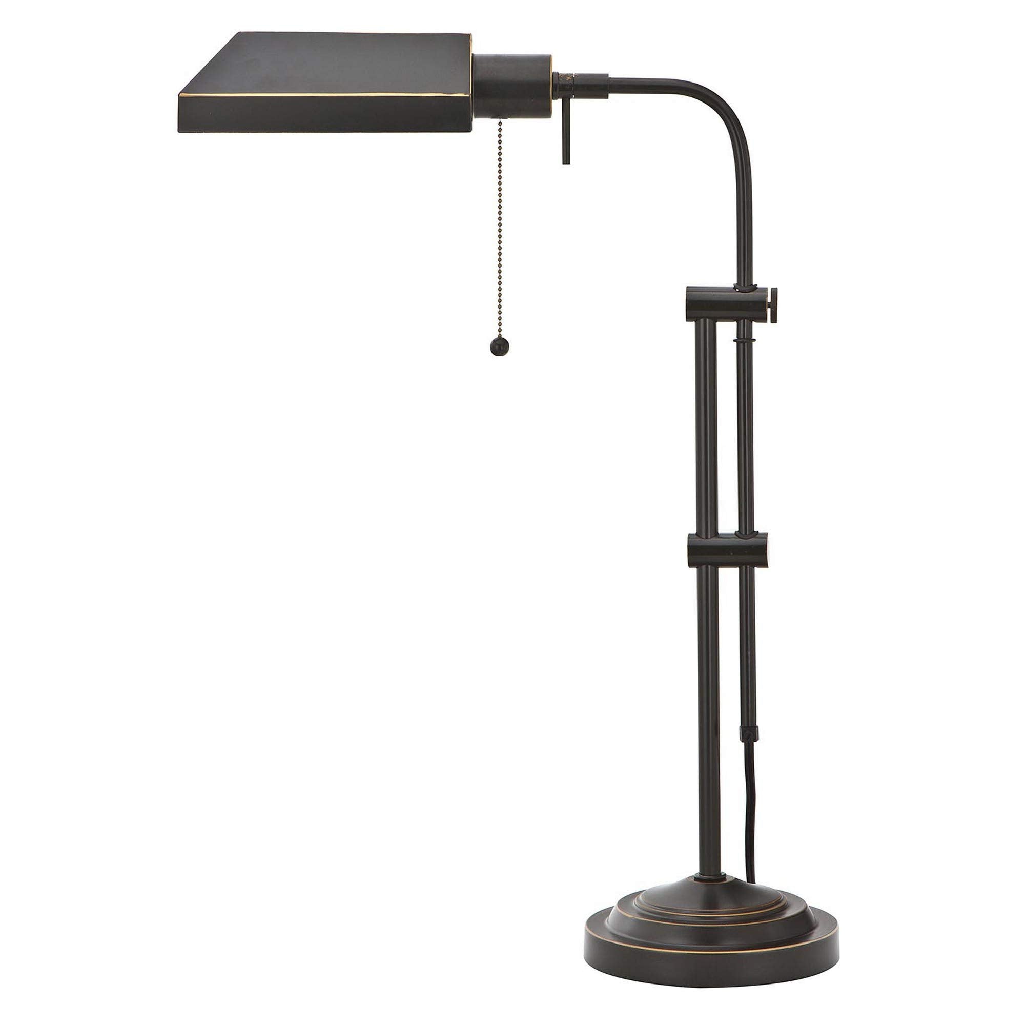 Benzara Metal Desk Lamp with Adjustable Pole, Rectangular, Black, Model BM225085