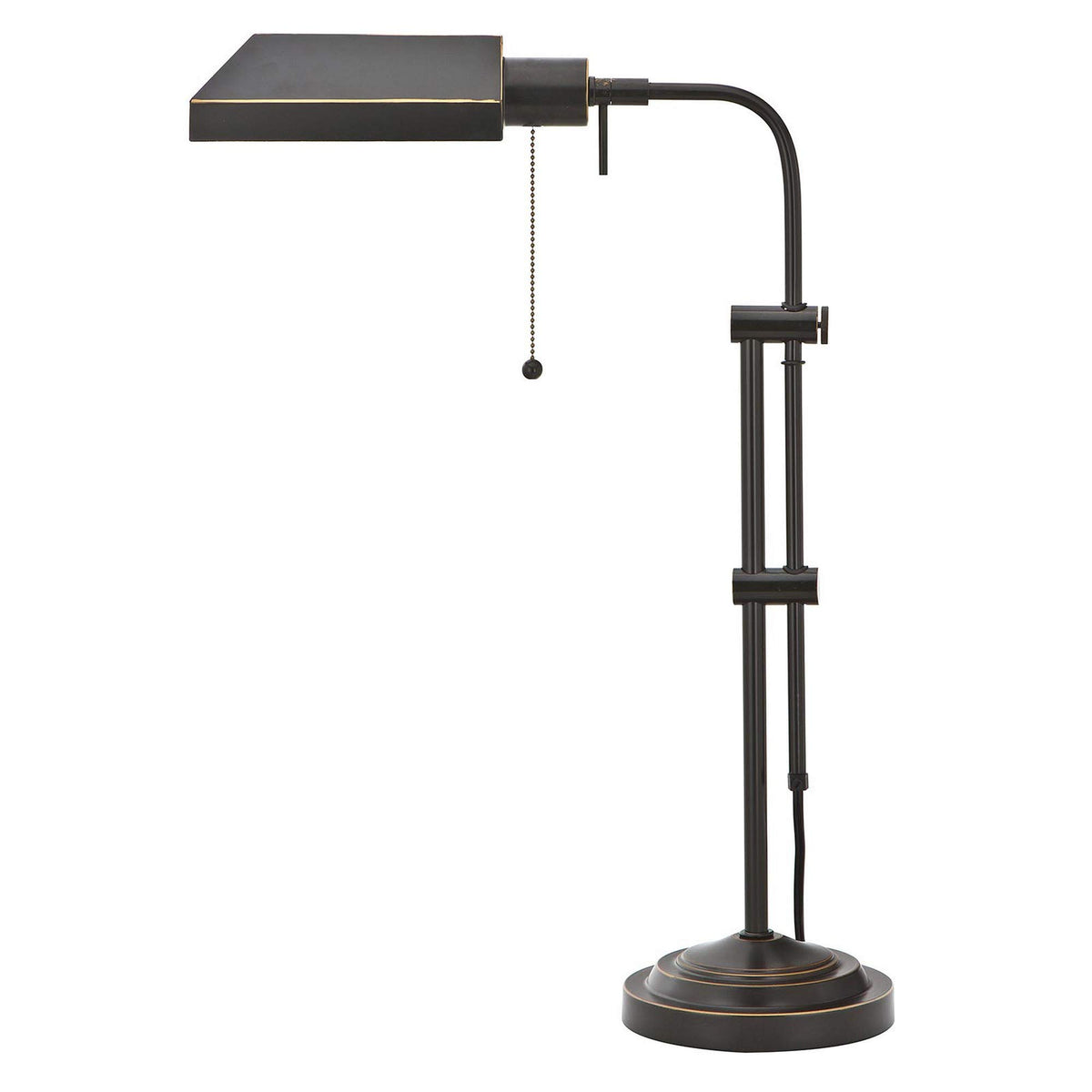 Benzara Black Metal Rectangular Desk Lamp With Adjustable Pole