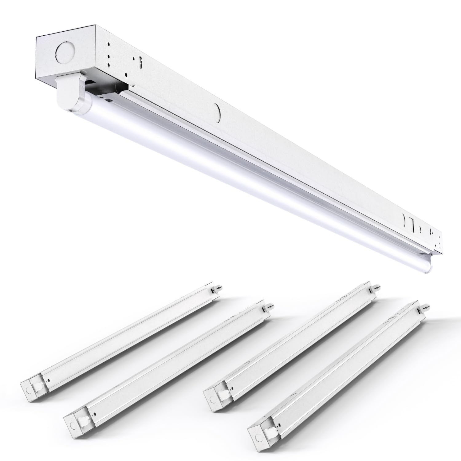 Sunco 4FT LED Band Light  Workshop Garage Ceiling Lights  Holds 1 Tube Light  Non-Dimmable  Works with Type B Or Hybrid Tubes  Easy Installation  Tombstones Included  Indoor Use  UL 4 Pack.