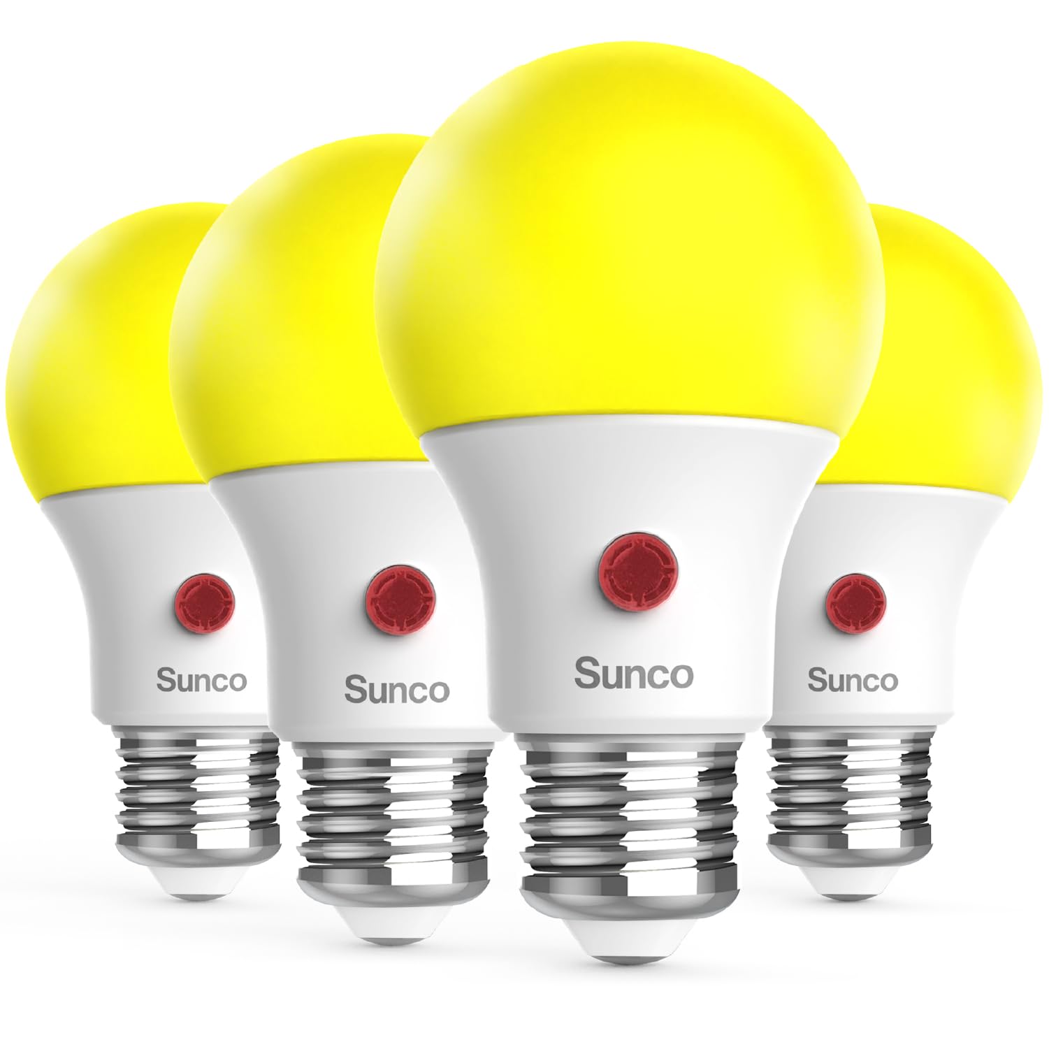 Sunco Yellow Light Bulbs Outdoor A19, Led Bug Lights For Outside Dusk To Dawn, 480 Lm, 9W, 2000K Amber Glow, Auto On/Off Photoce