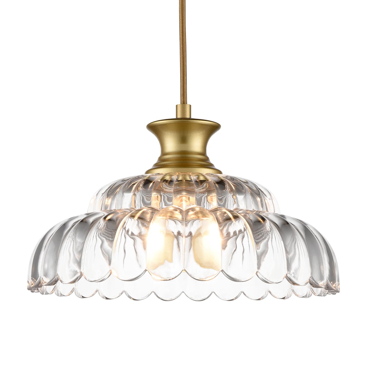 HYDProfessional Vintage Glass Pendant Lights Kitchen Island Gold Pendant Light Fixture Modern Hanging Light Fixture for Dinning Room Bedroom Entryway