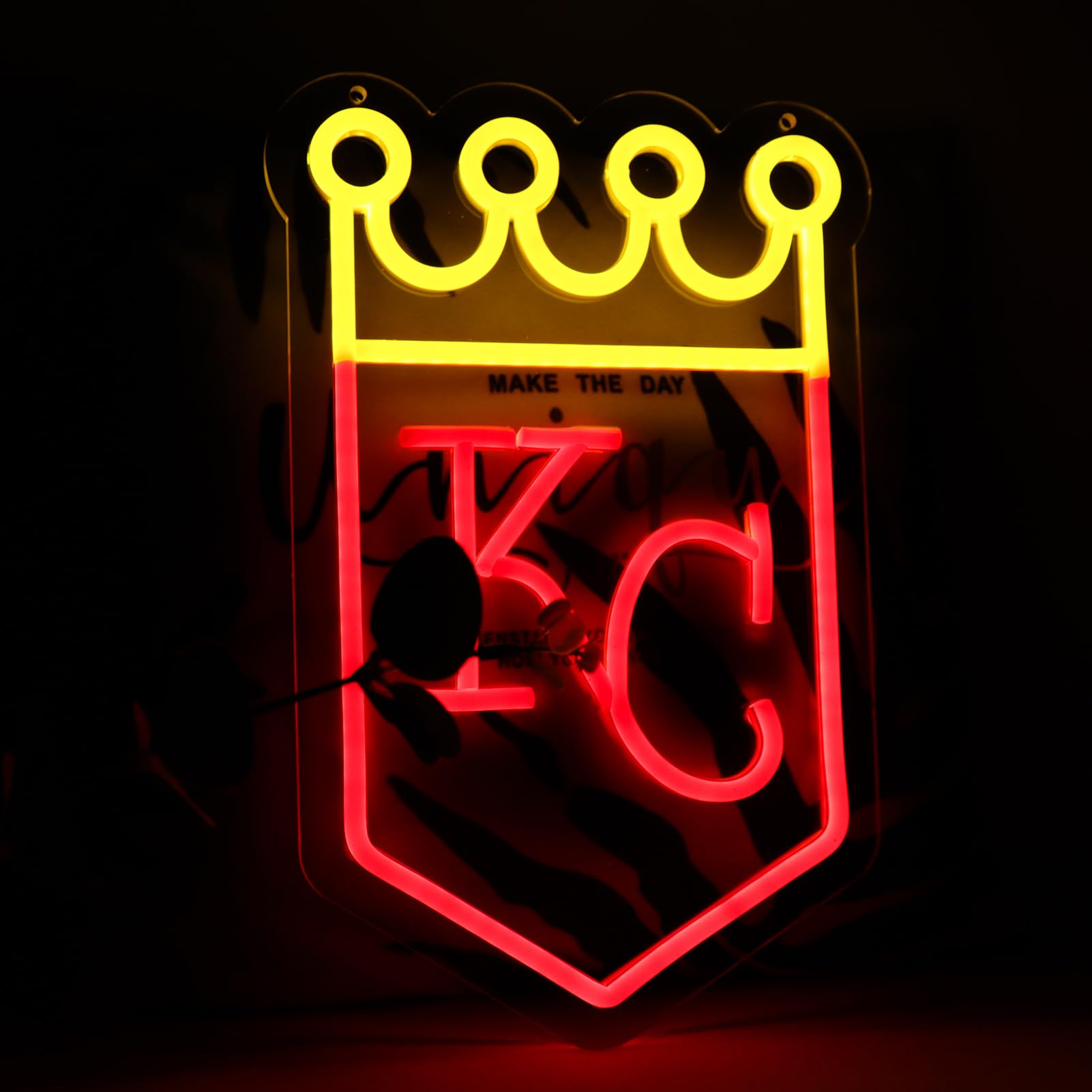 Balanar Neon Sign - Kansas Baseball Logo, Acrylic Wall Art, 13.78 x 9.21 inches, Red, Man Cave Decor