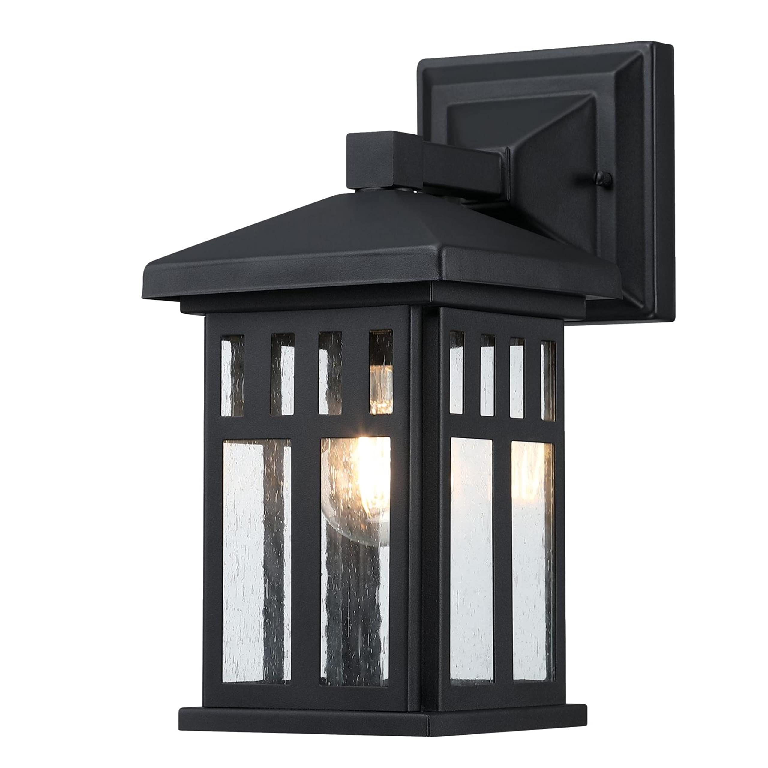 Westinghouse One Light Outdoor Wall Fixture, Textured Black Finish, Clear Seeded Glass, Model 6120800