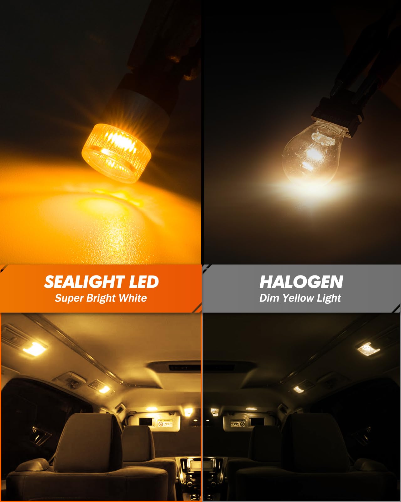 Sealight 194 Led Light Bulbs Amber & Yellow, W5W 168 2825 T10 Car Interior Light Bulb Replacement For License Plate Light, Dome