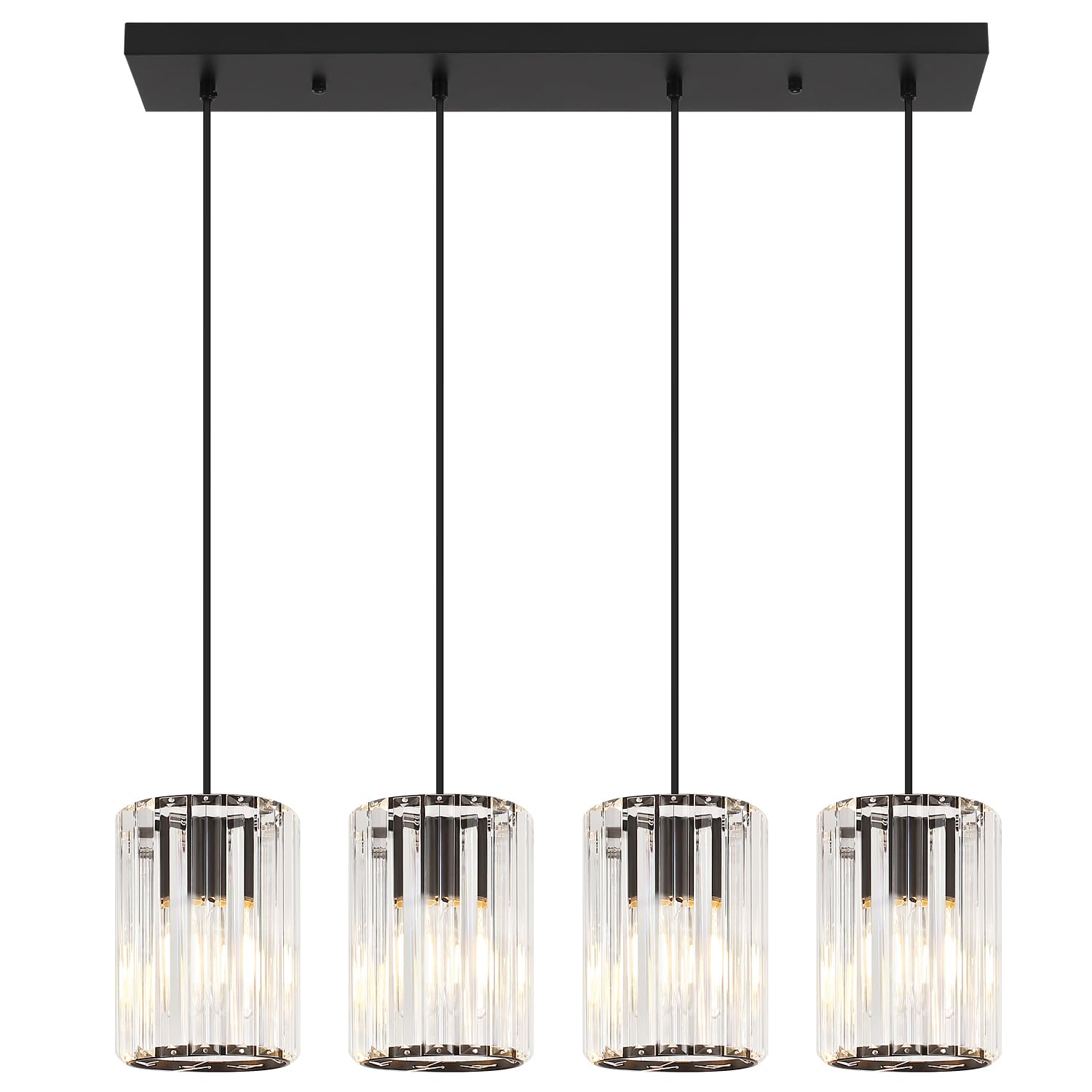 Crystal Kitchen Island Lights  4-Light Modern Chandeliers For Dining Room  Kitchen Pendant Lighting Over Island  Adjustable Height Ceiling Hanging Lights For Kitchen Bedroom Entryway Bathroom