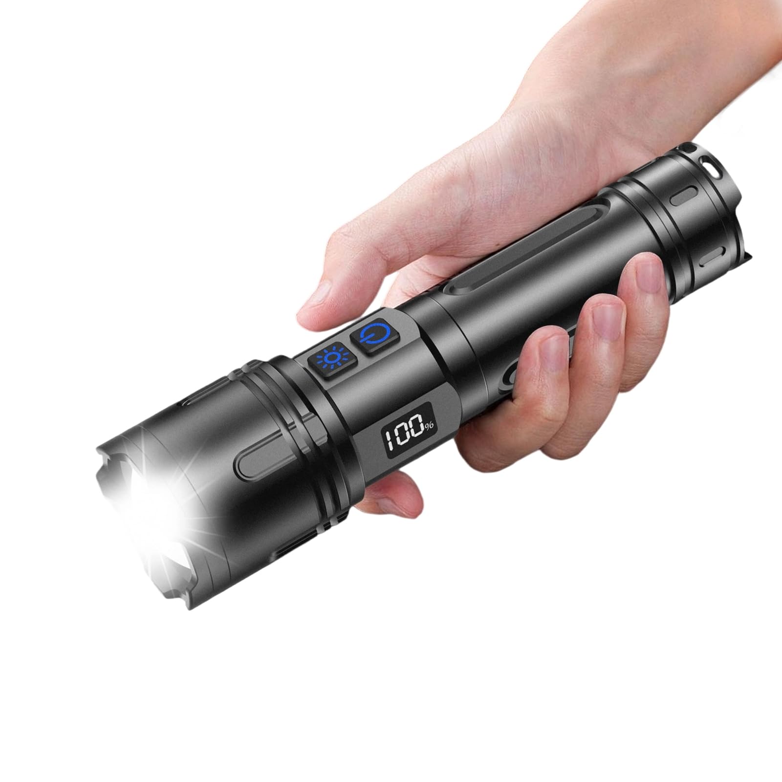 Relybo Rechargeable Flashlights High Lumens, Led Flashlight 2600 Lumens, Super Bright Flashlights Battery Powered, Long Rang 500