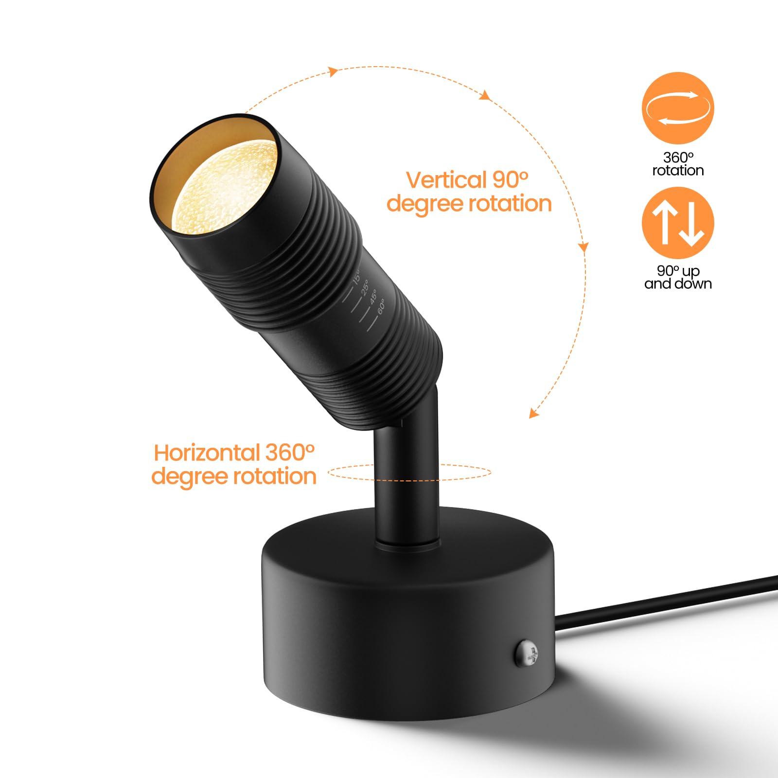 Tuyubee Muti-Color Zoomable Led Spot Lights Indoor Uplighting With Remote & Timer  5W Up Lights Indoor Dimmable Plant Spotlight Uplights Accent Lighting  Floor Spotlight Lamp 2 Pack Black