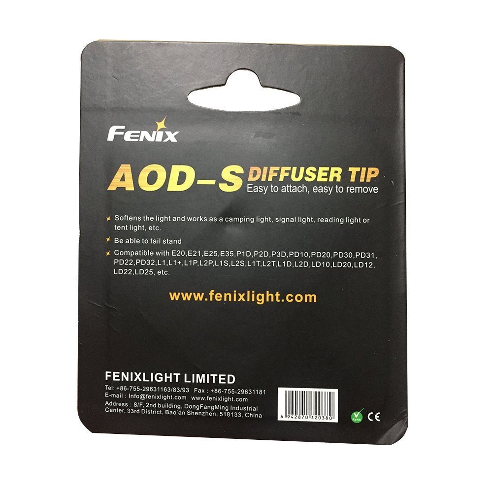 Fenix Diffuser Tip Flashlight, AOD-S Model, Small Size, White, Polycarbonate Material