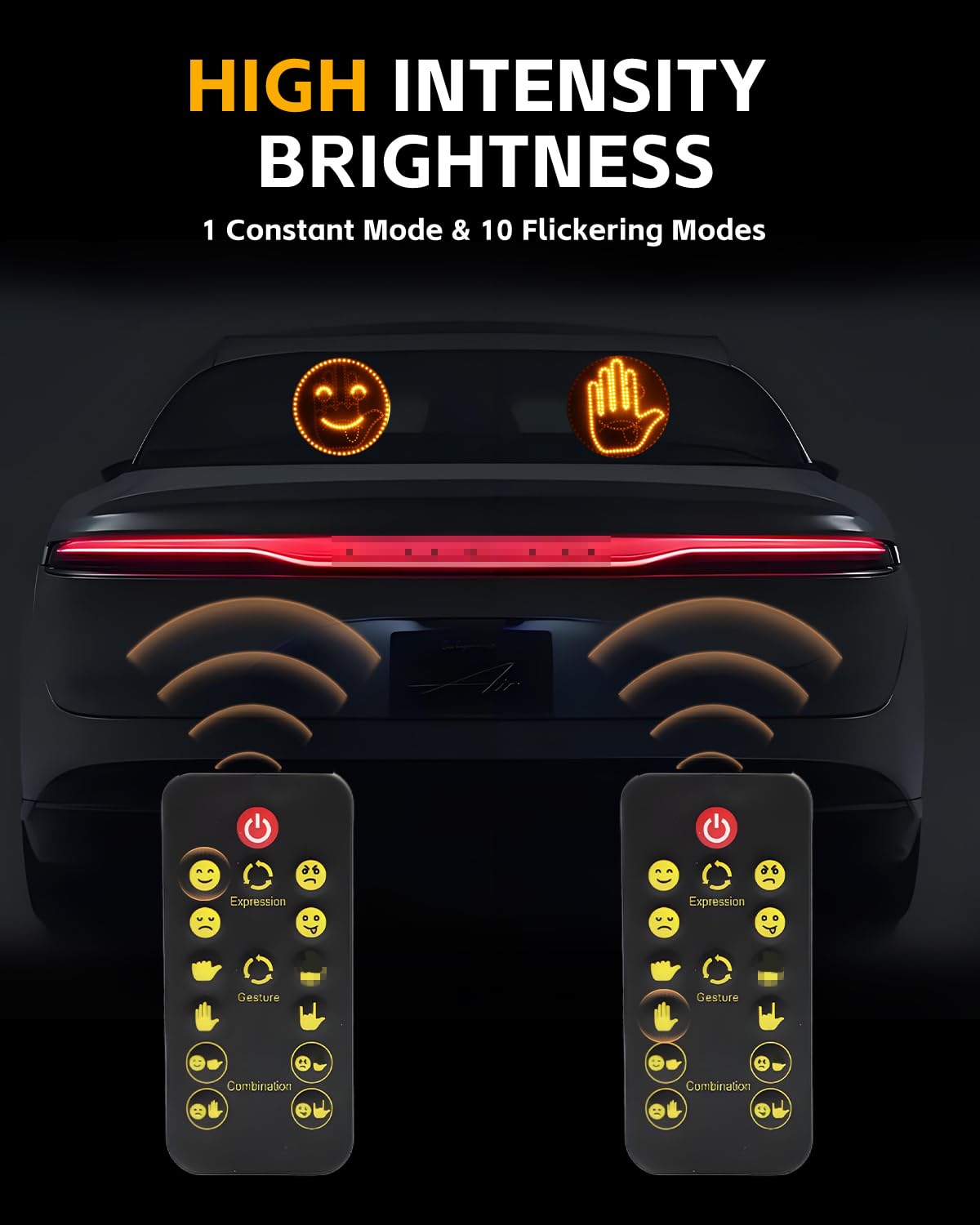 GSOWO LED Trunk Gesture Light with 4 Emojis, 11 Modes, Plastic, Model GS-H-BA, Ideal for Car Trunk Cargo Area & Ceiling Lighting