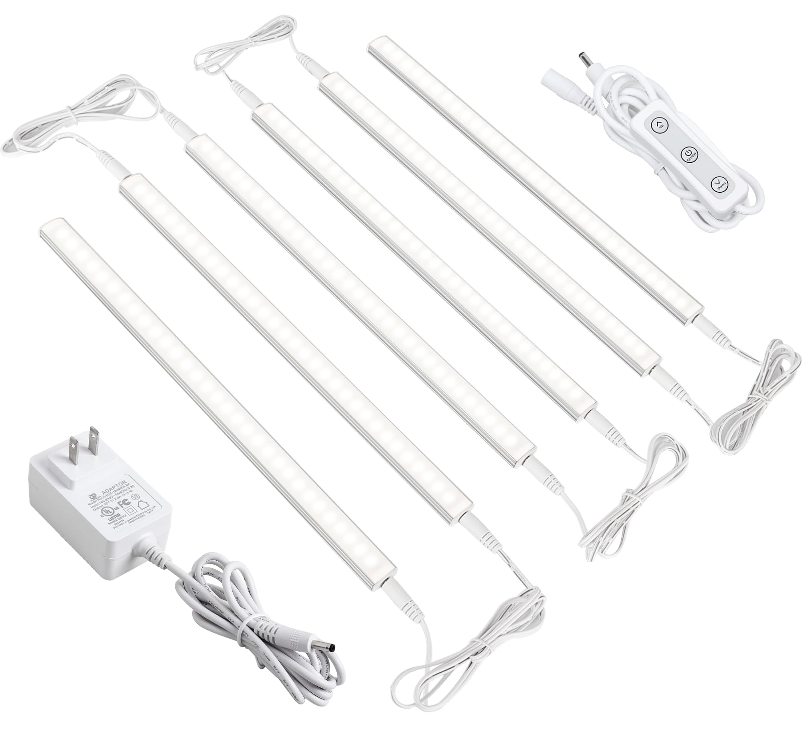 ASOKO Dimmable Led Under Cabinet Lighting for Kitchen - 6 Pcs 12 inches Linkable Led Counter Light Bars, Led Closet Light Daylig