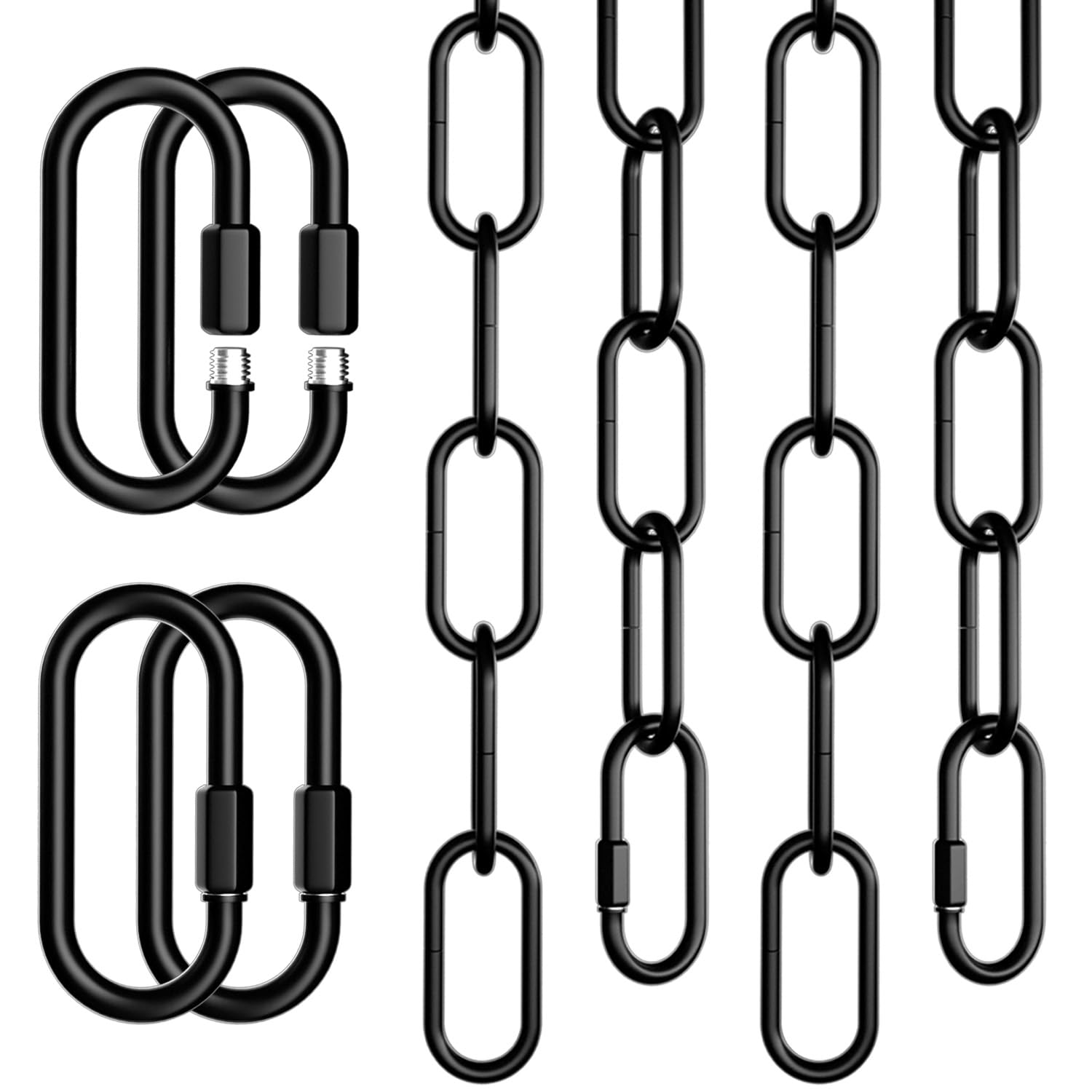 2 Pack 3 Feet Industrial Black Light Fixture Chain, Plant Hanging Chain, with Detachable Link, Maximum Load is 60 Pounds