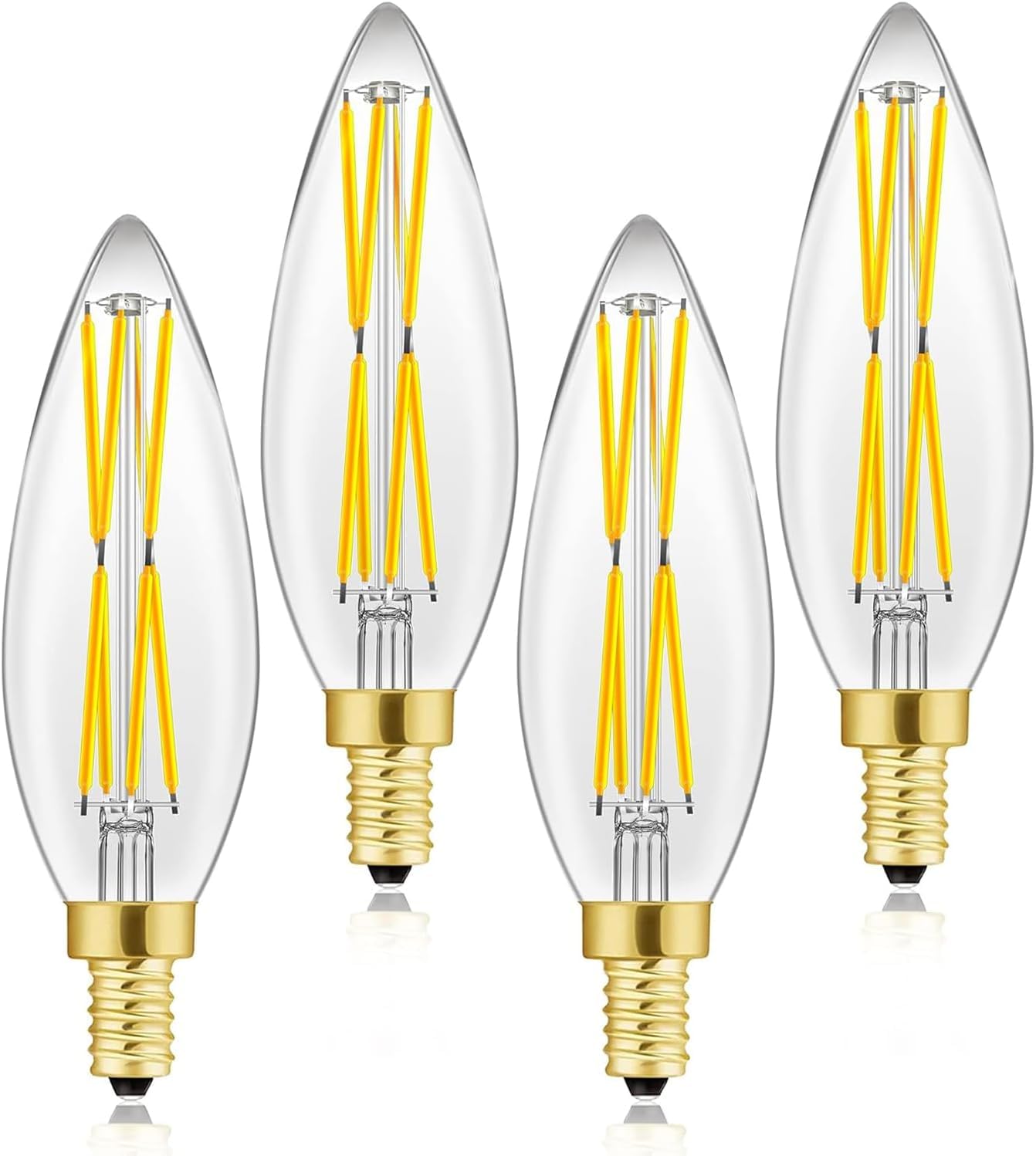 E12 Edison 8W Led Bulb, 100 Watt Equivalent Candelabra Dimmable Chandelier Light Bulbs 3000K Soft White Clear 850Lm E12 Vintage 