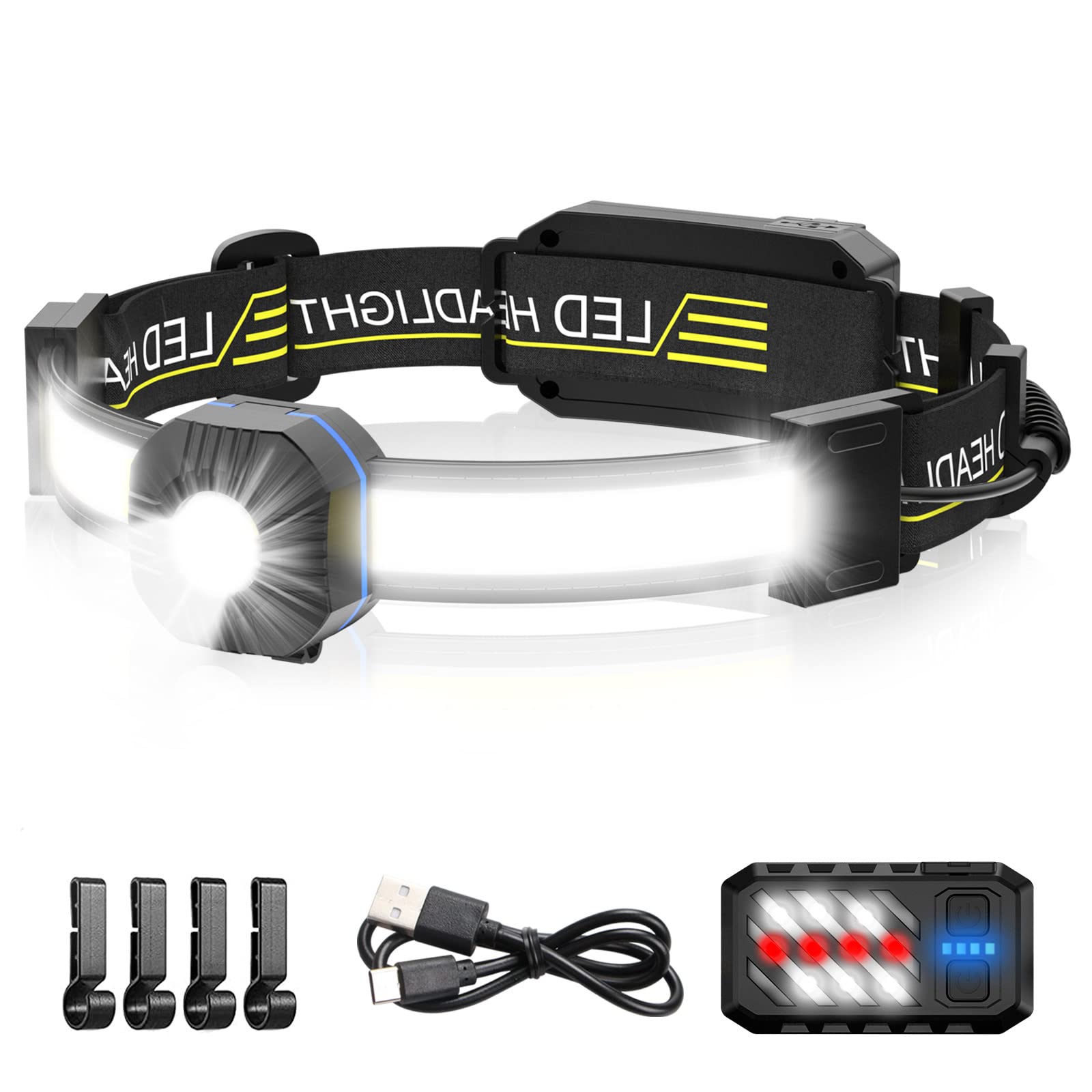 Spriak 1000 Lumens Led Headlamp, 230° Widebeam, Usb Rechargeable, Waterproof For Camping & Hiking
