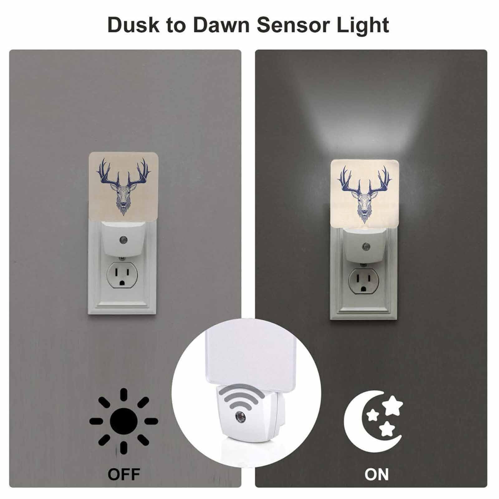 Chrobak LED Night Light - Cartoon Deer Head Design, Energy Efficient, Dusk to Dawn Sensor, White, Model WML-Night-Light-231023-126