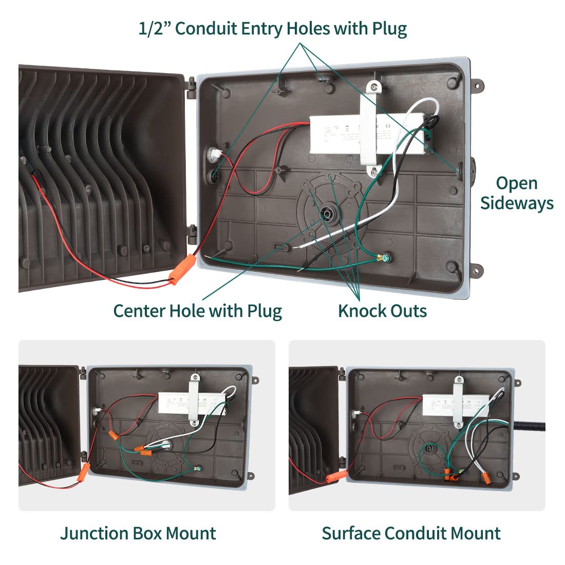 kadision LED Wall Pack 60W 7800lm Dusk-to-Dawn Photocell Bronze Aluminum WP-60B-277-50K-P IP65 Waterproof