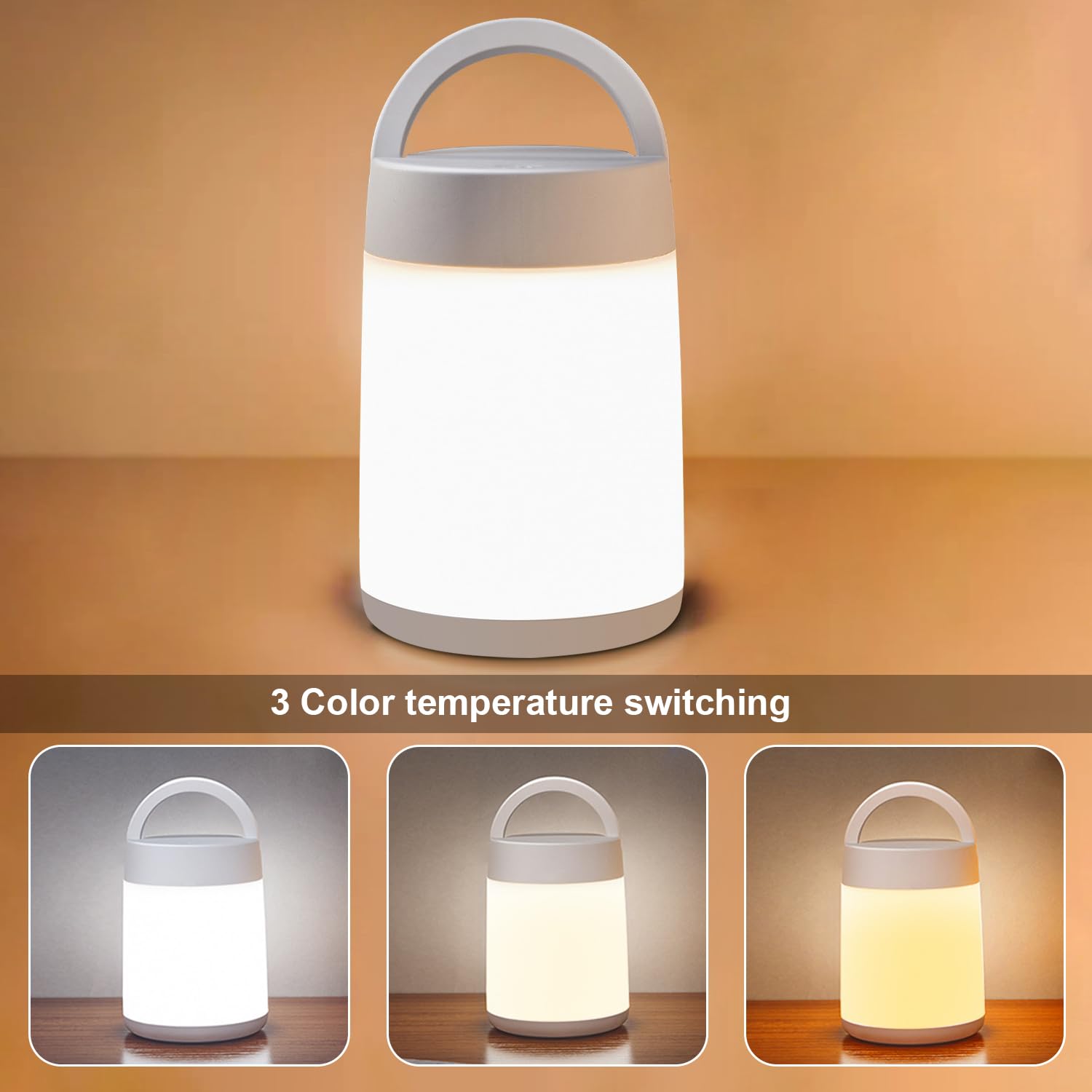 HBOOR Night Light,Dimmable Touch Lamp for Bedroom,Portable Table Bedside Lamp,Cordless Rechargeable Lamps for Battery Operated,B