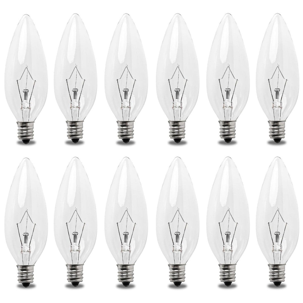 Seentech 12 Pack 60W 120V E12 Base B10 Ctc Incandescent Light Bulbs, Transparent Candle Light Bulbs Perfect For Chandeliers, Cei