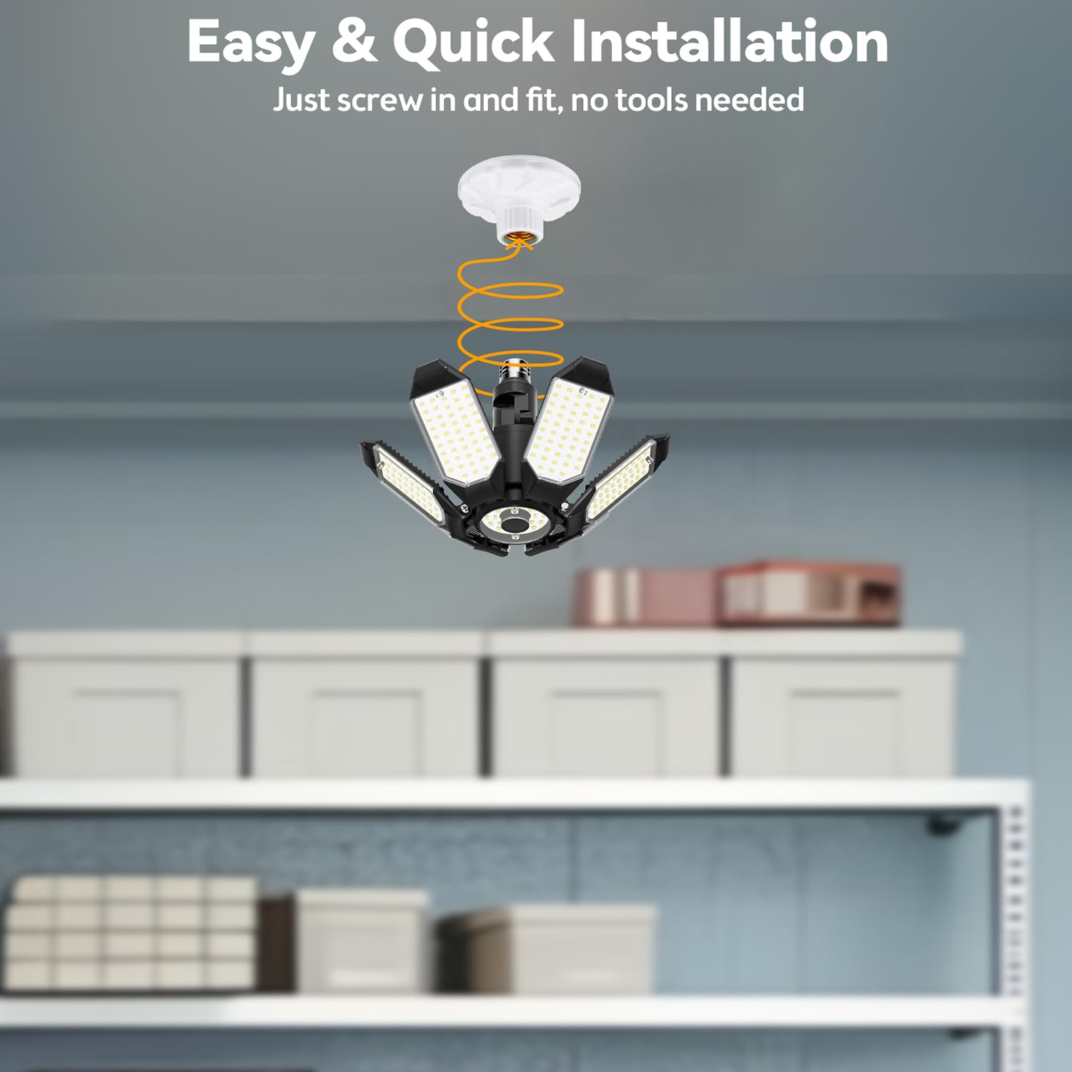 Led Garage Light Super Bright 15000Lm Led Shop Lights 6500K Garage Lighting  360?& 180?Djustable Basement Lights With 6 Deformable Panels Screw In E26/E27 Socket For Workshop Storage Barn Attic