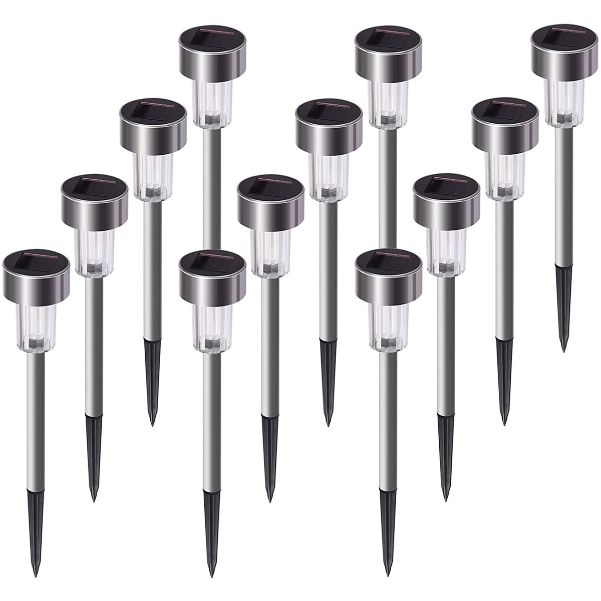 Sunnest Solar Lights Outdoor Christmas, 12Pack Stainless Steel Outdoor Solar Lights - Waterproof, Led Landscape Lighting Solar P