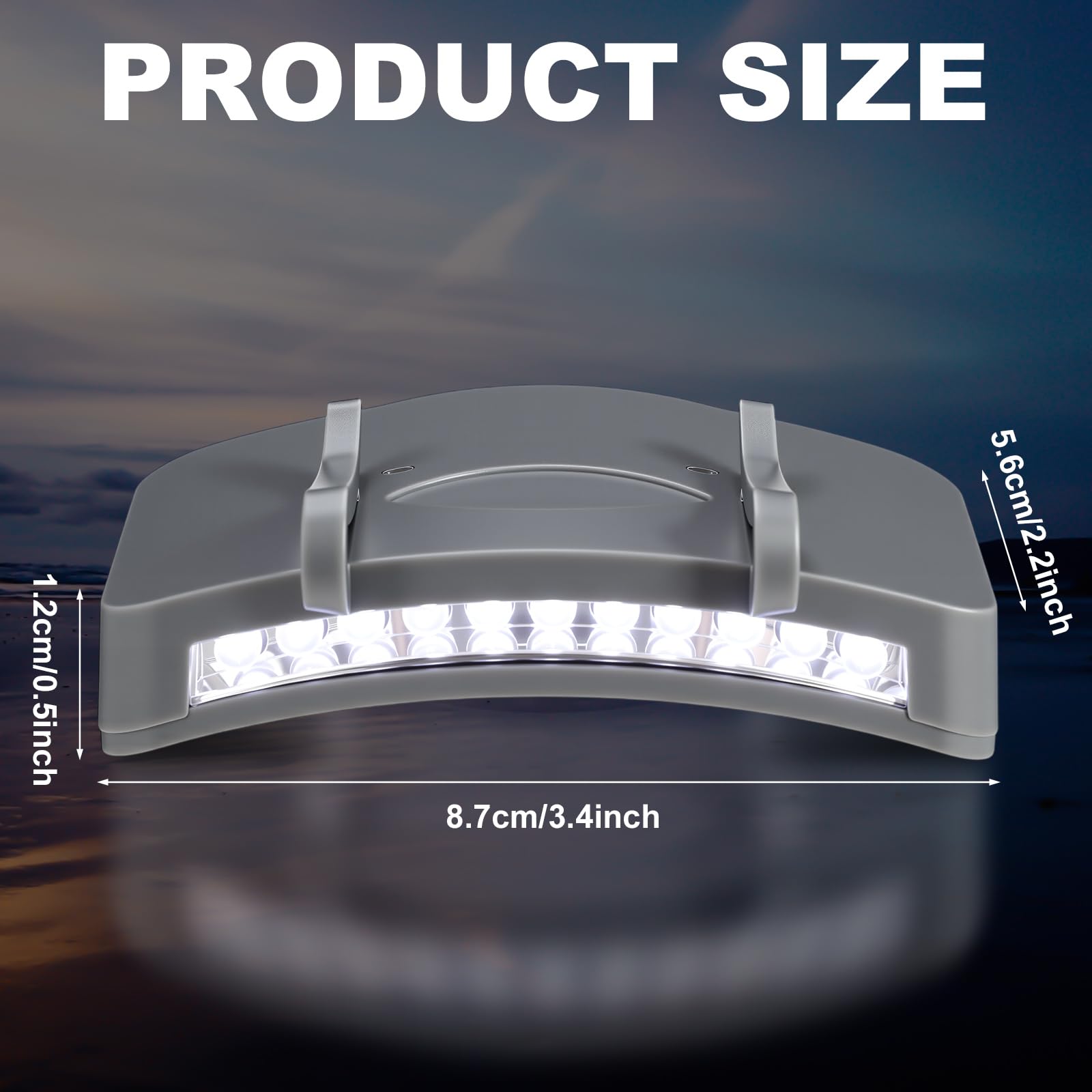 Mudder 4 Pcs Hat Light Clip 11 LED Hat Lights Clip on Headlamp Battery Powered Brim Lamp Gray Waterproof Ultra Bright Headgear F