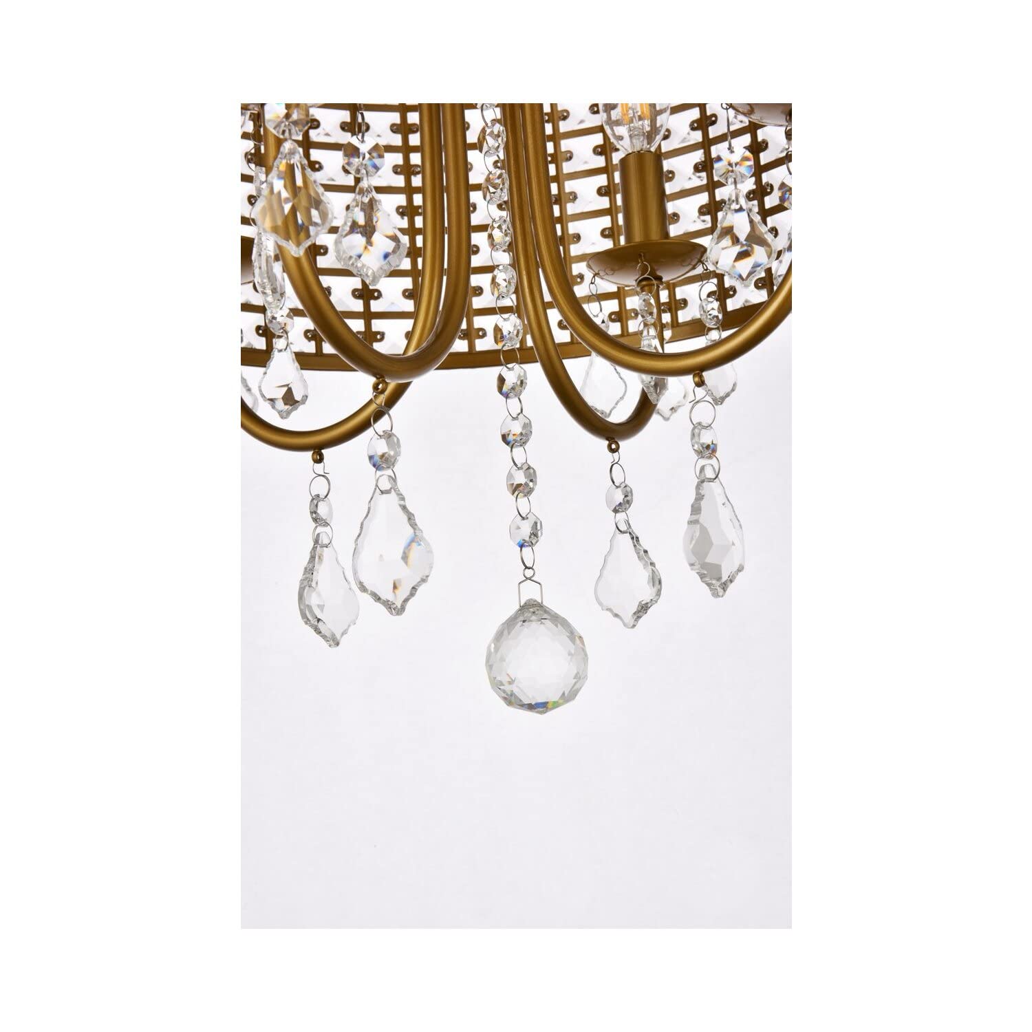 Living District Elise 4-Light Transitional Metal Flush Mount in Brass